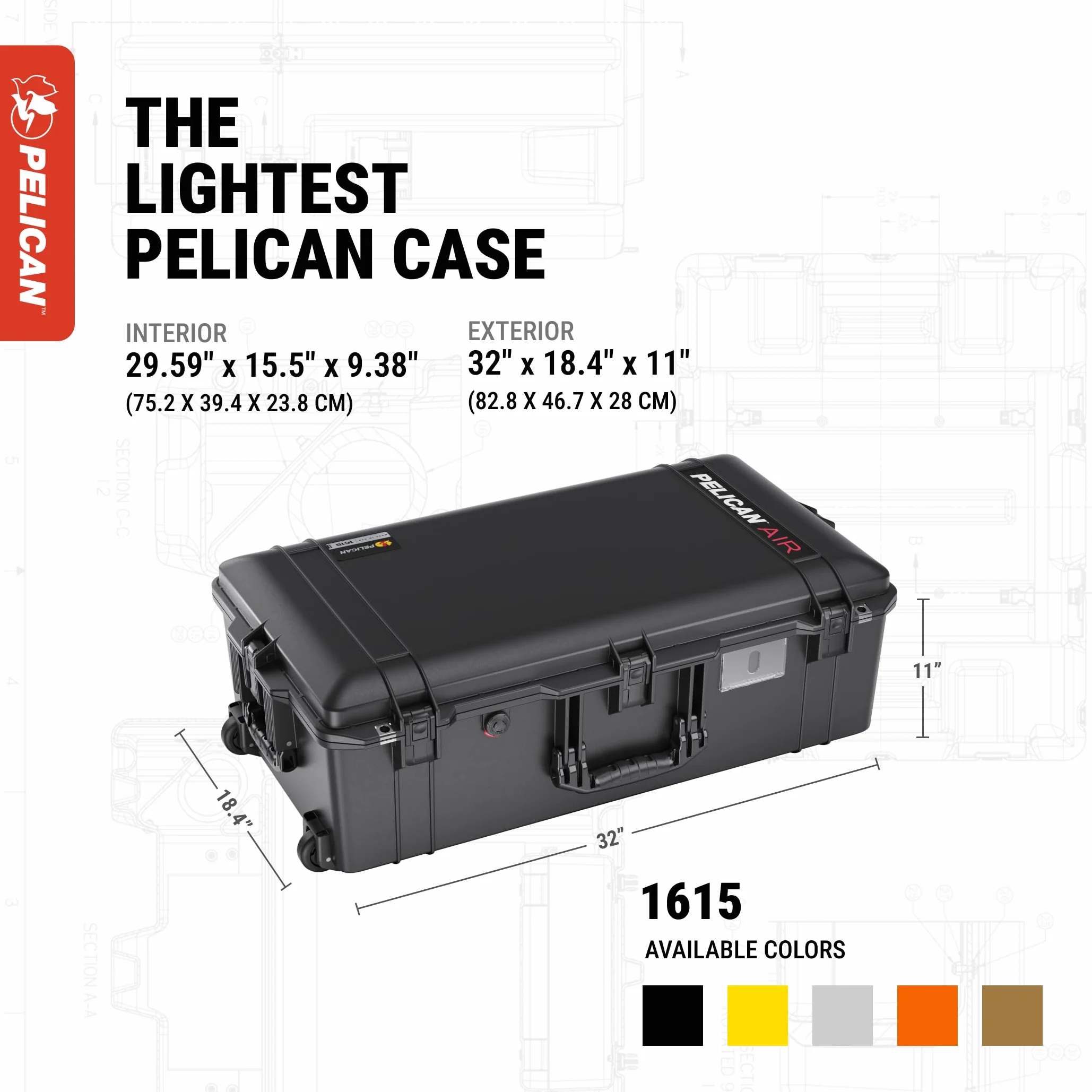 Pelican Air 1615 etui z przegrodami trekkingowymi czarny 016150-0051-110