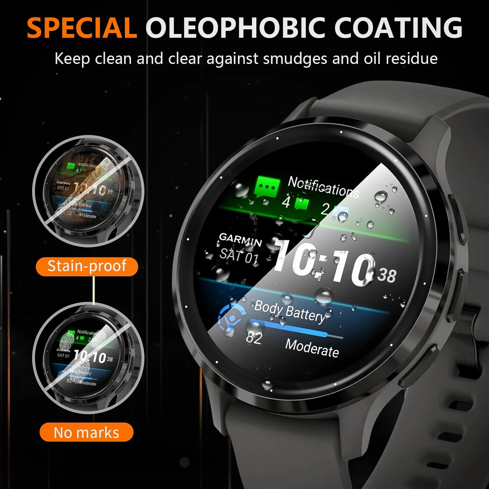 Diruite 3 Sztuki Ochraniacz Ekranu do Garmin Venu 3S 41mm PMMA HD Folia Ochronna Screen Protection Smartwatch