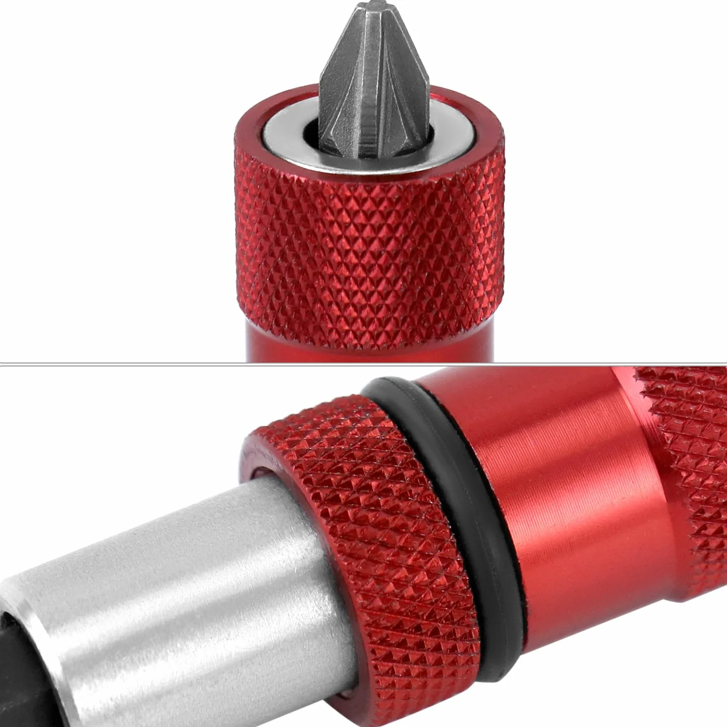 QWORK® 2 szt. Magnetyczny uchwyt na bity uchwyt do szybkiej wymiany bitów z chwytem sześciokątnym 1/4 cala z 2 x wkrętak do płyt gipsowo-kartonowych PH2