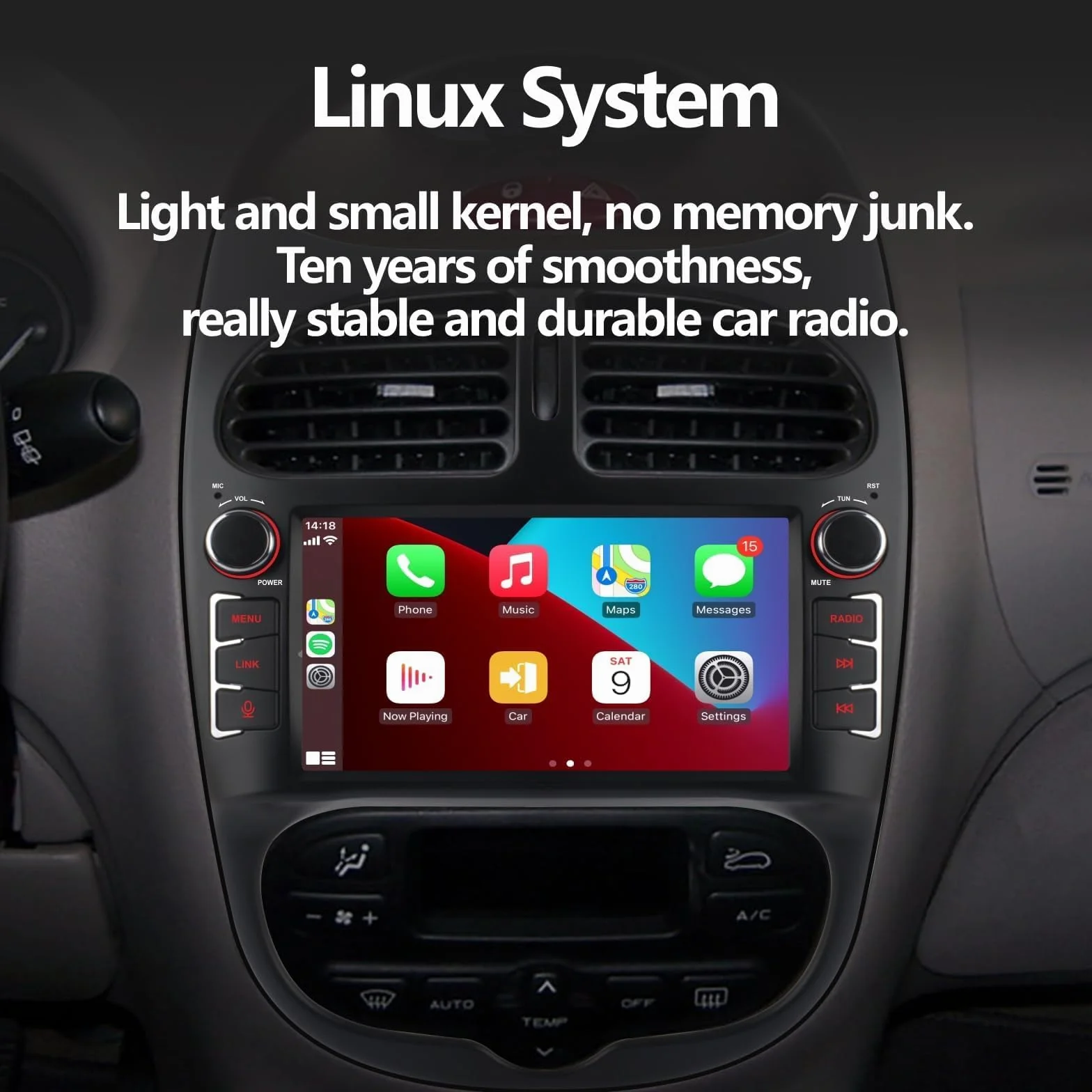 Radio samochodowe Carplay Android bezprzewodowy ekran dotykowy do Peugeot 206 206cc Citroen C2 (2002-2010) FM/AM/RDS Bluetooth