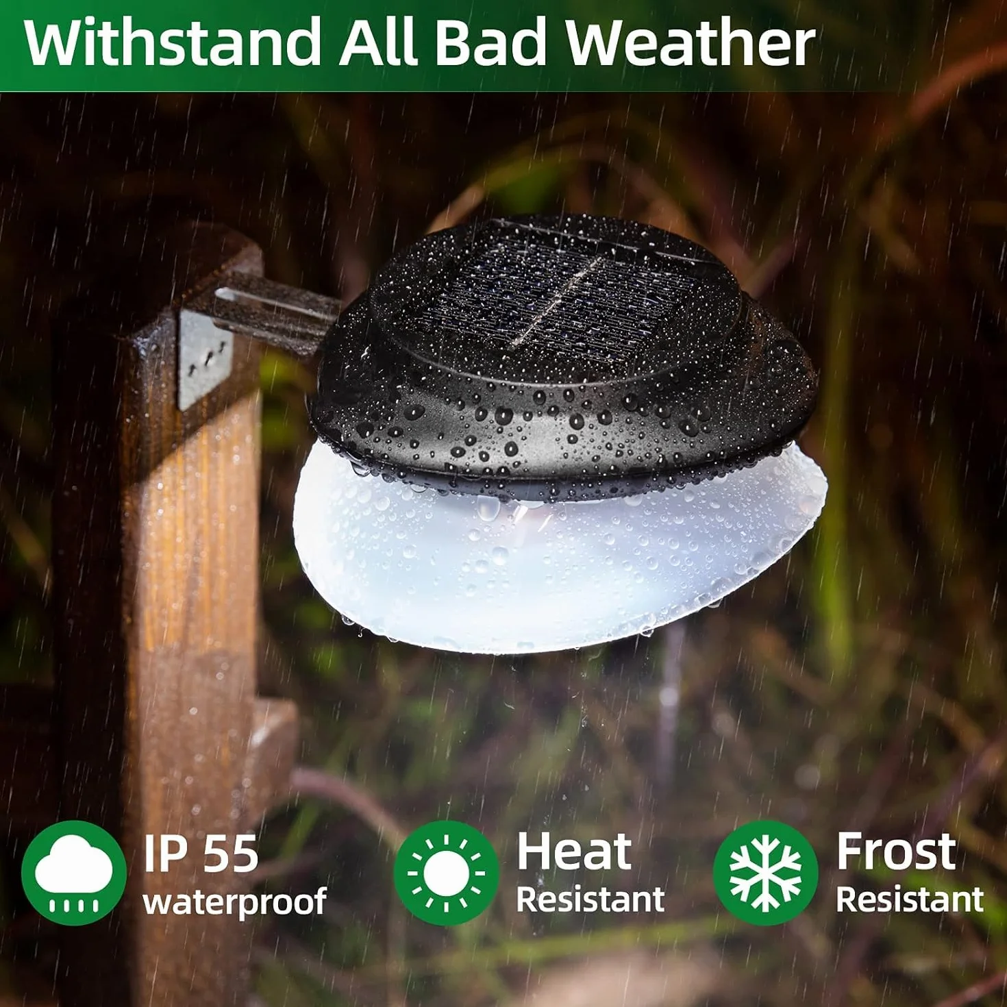 Rynny dachowe, lampy solarne do użytku na zewnątrz, klasa wodoszczelności IP55, 100 lm, do dekoracji ogrodzenia, patio, chodników, podwórza, garażu, Eave, 6 sztuk, białe światło