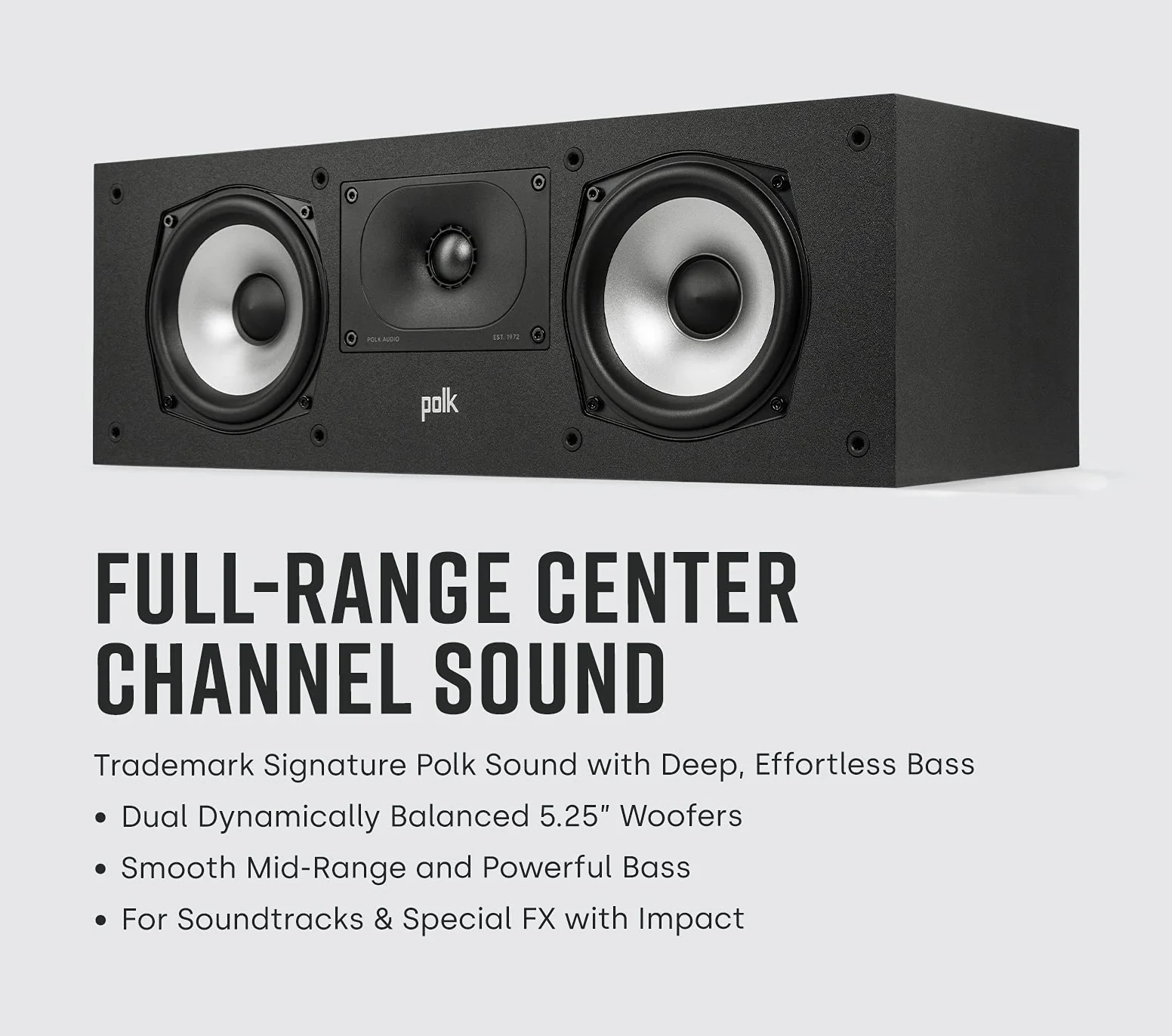 Polk Audio Monitor XT30BK głośnik centralny, certyfikat Hi-Res, kompatybilny z Dolby Atmos i DTS:X (sztuka), Czarny