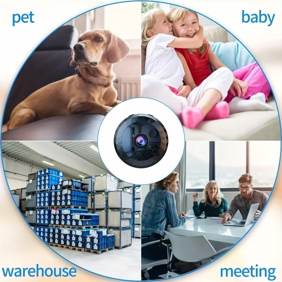 Mini kamera bezpieczeństwa WiFi 1080p HD bezprzewodowy nadzór wewnętrzny z noktowizorem wykrywanie ruchu sterowanie aplikacją mobilną czarna