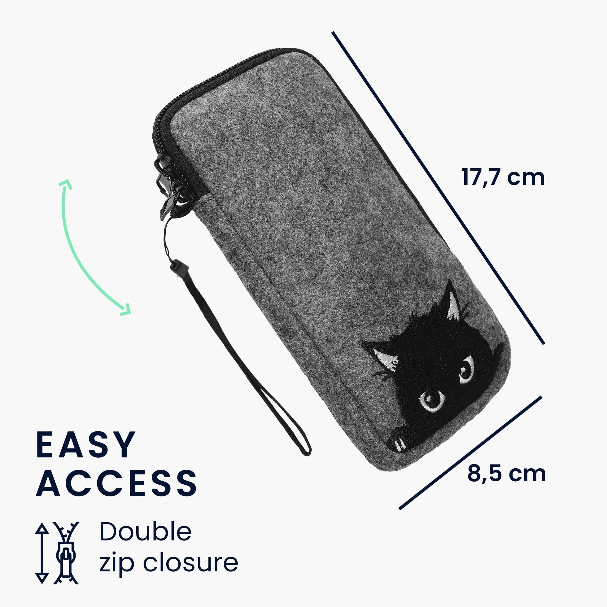 kwmobile Filcowe etui z zamkiem błyskawicznym do smartfona 7" szare/czarne