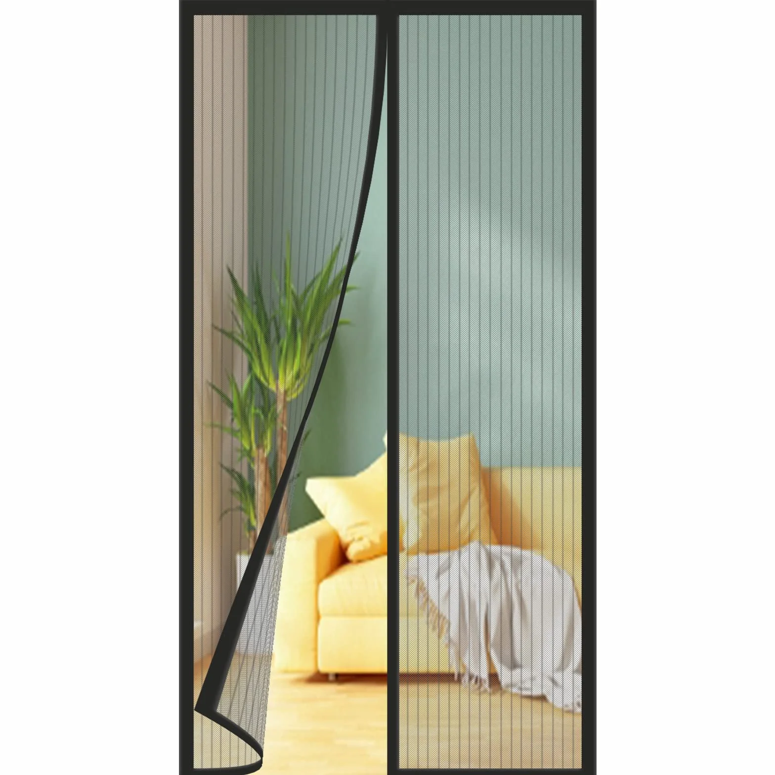 WENT Magnetyczna moskitiera na drzwi, 115 x 210 cm, różne rozmiary, moskitiera bez wiercenia, nadaje się na balkon, taras, do piwnicy, sypialni i drzwi przesuwnych, czarna