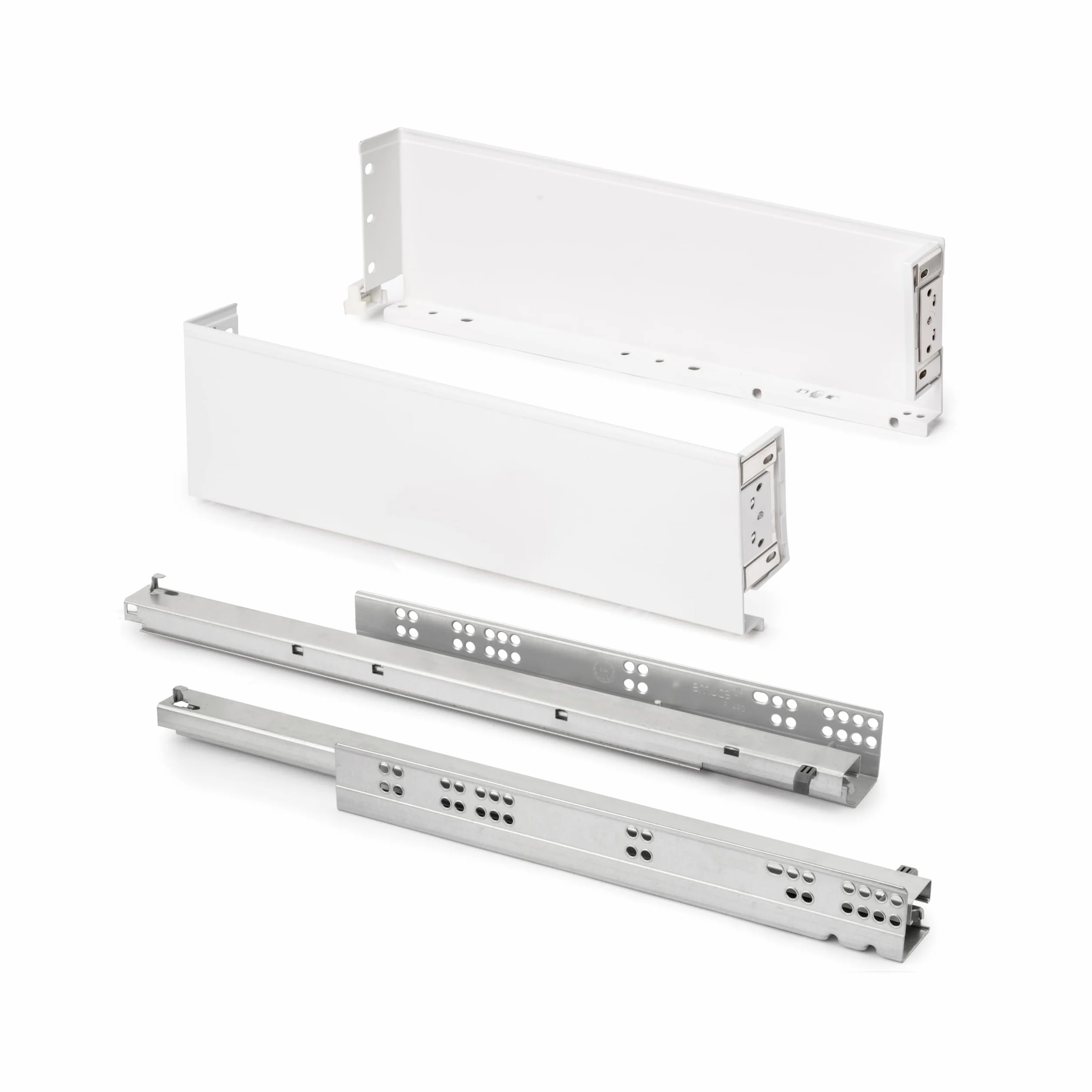 Emuca - Szuflada zewnętrzna Simplex 25 kg, wysokość 122 mm, głębokość 490 mm, Stal, Malowany na biało