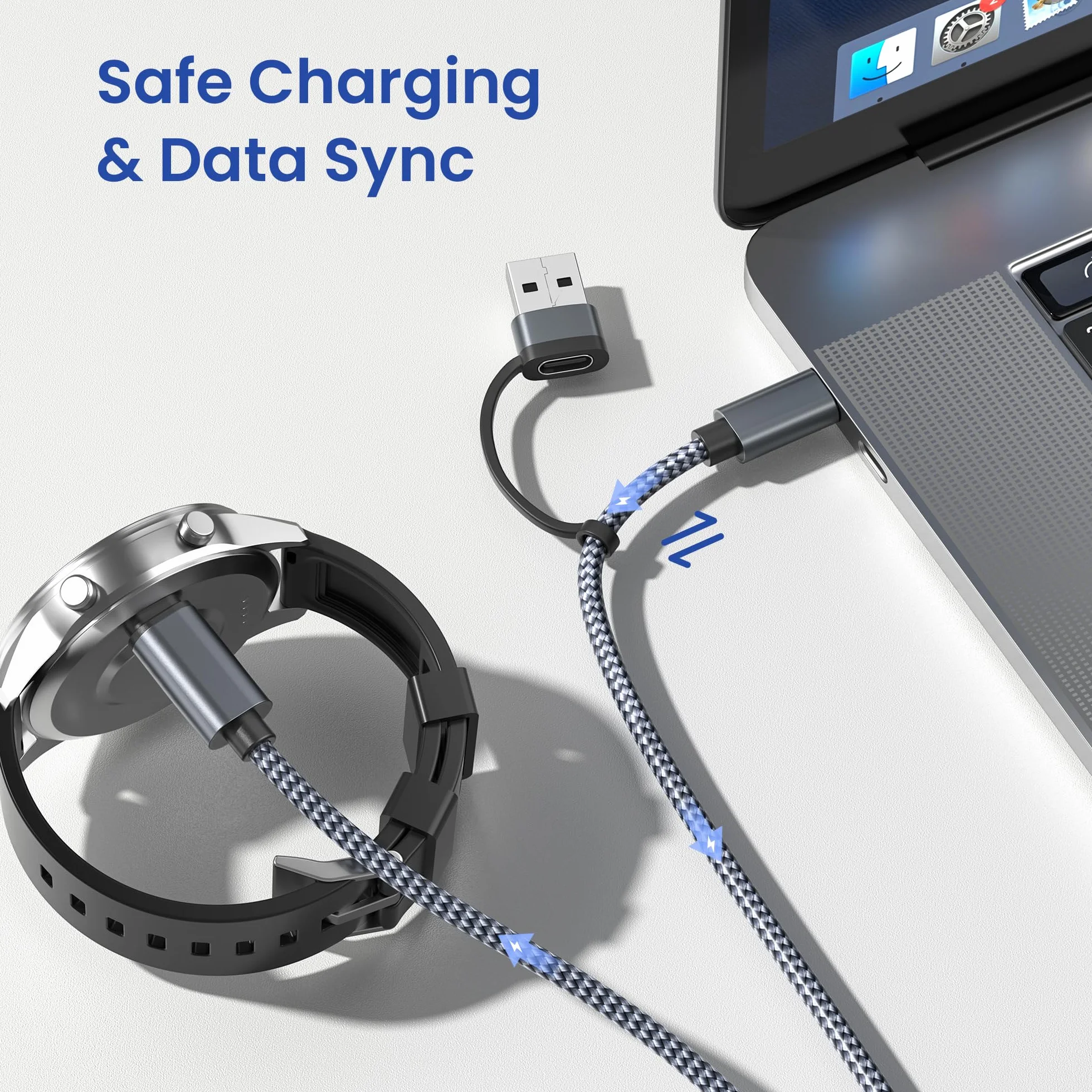 Itramax Kabel ładowarki 2 w 1 do Zegarka Garmin 1,2M 2 Sztuki,Przewód Zasilający do Garmin Fenix 8 E 7 7X 7S Sapphire Solar,Venu X1 3 3S 2S SQ 2,Forerunner 945 935 245 Music,Quatix 8 7,Epix Pro,Venu 3