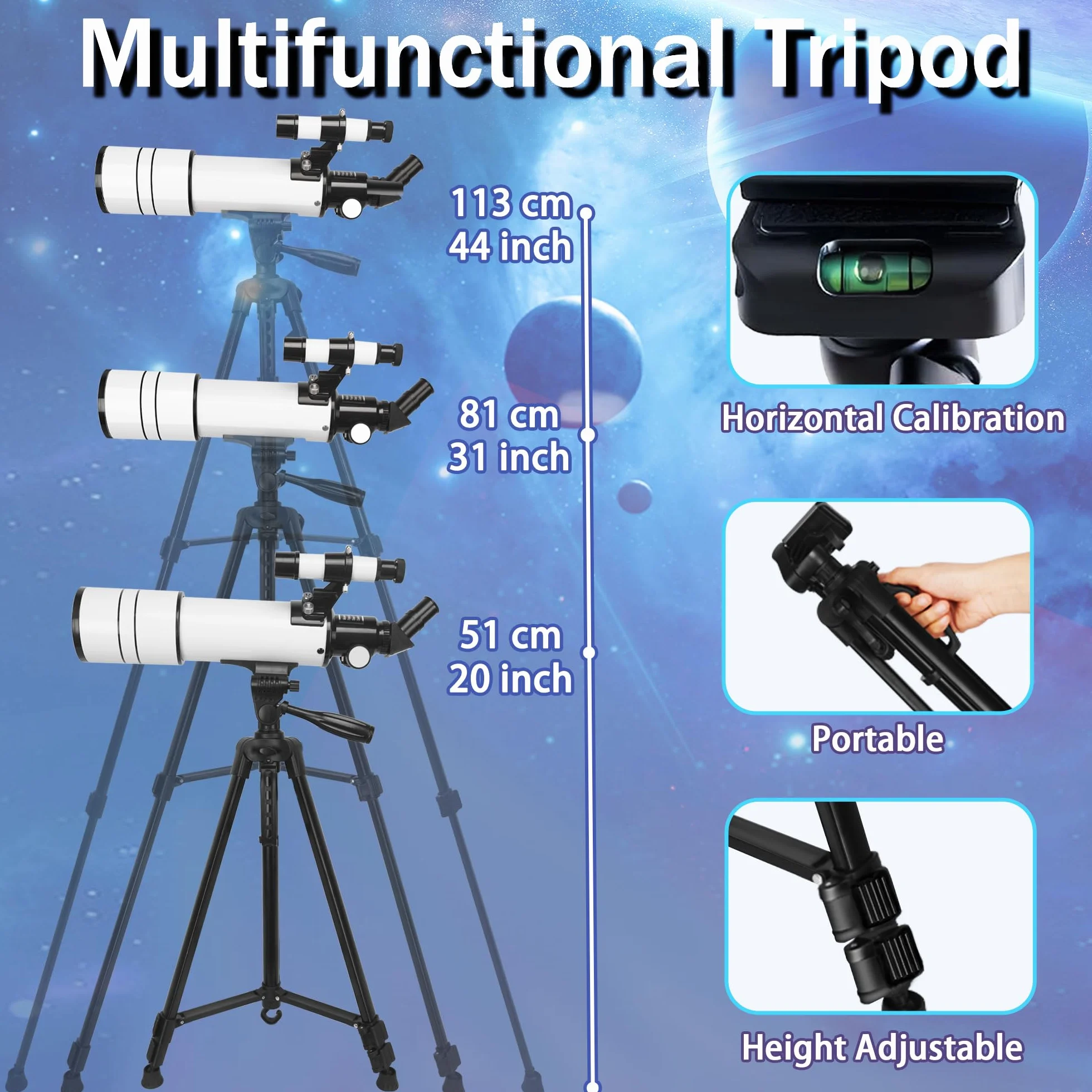 Teleskop dla dzieci Pro 70 mm 500 mm FMC refraktor astronomiczny z regulowanym statywem i uchwytem AZ
