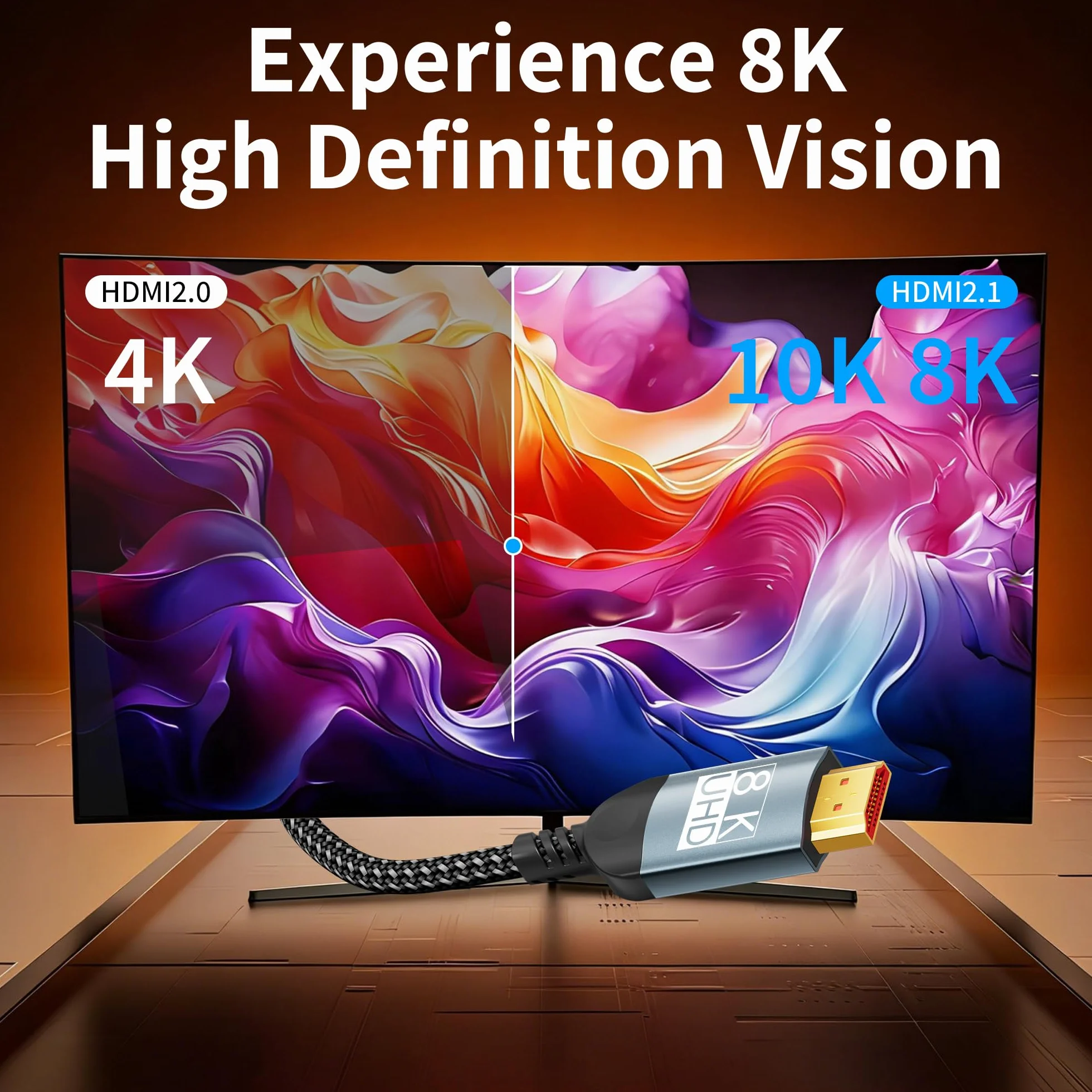 Kabel HDMI 5m 10K 8K Ultra szybki HDMI 2.1 HDR10+ eARC HDCP 2.2 2.3 VRR DTS:X