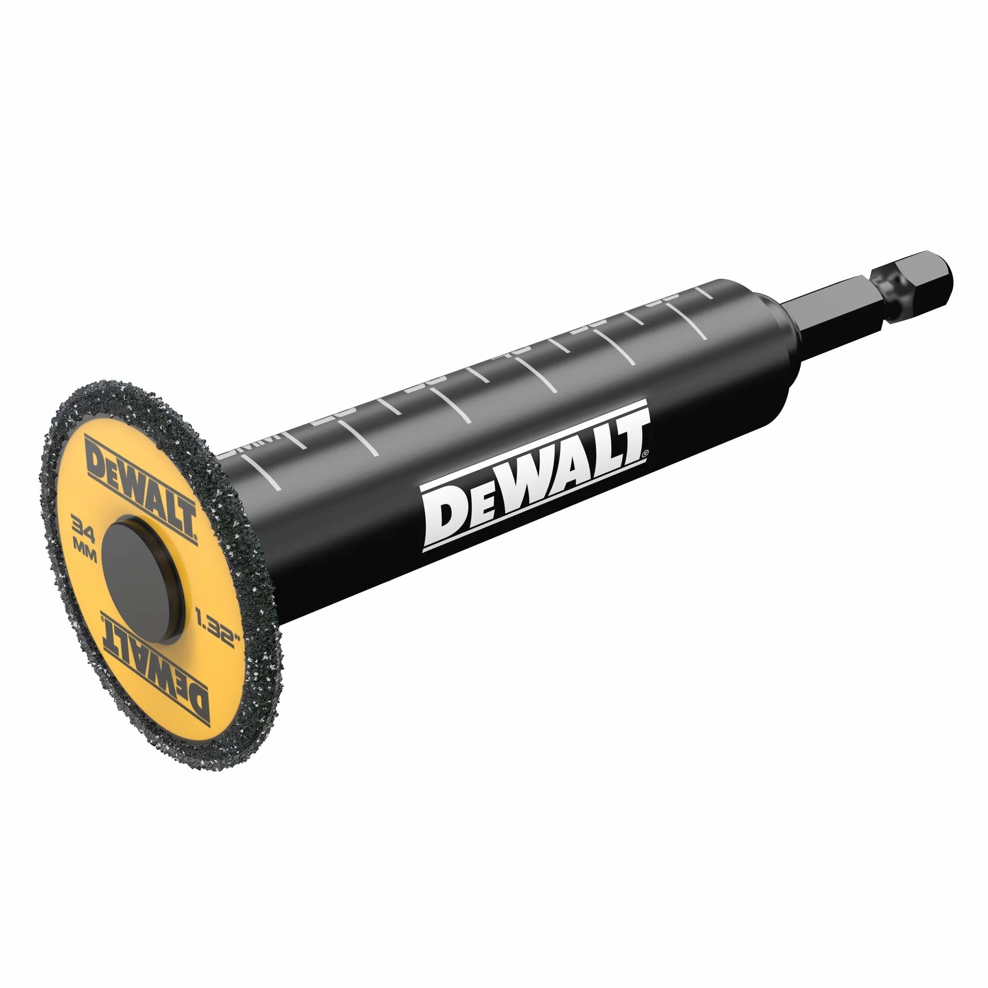DEWALT DT20563-QZ przecinak do rur wewnętrznych 34 mm (do stosowania na wkrętarkach udarowych i wiertarskich, do rur PVC, na stałe zamontowana diamentowa tarcza tnąca o wysokiej odporności na zużycie,