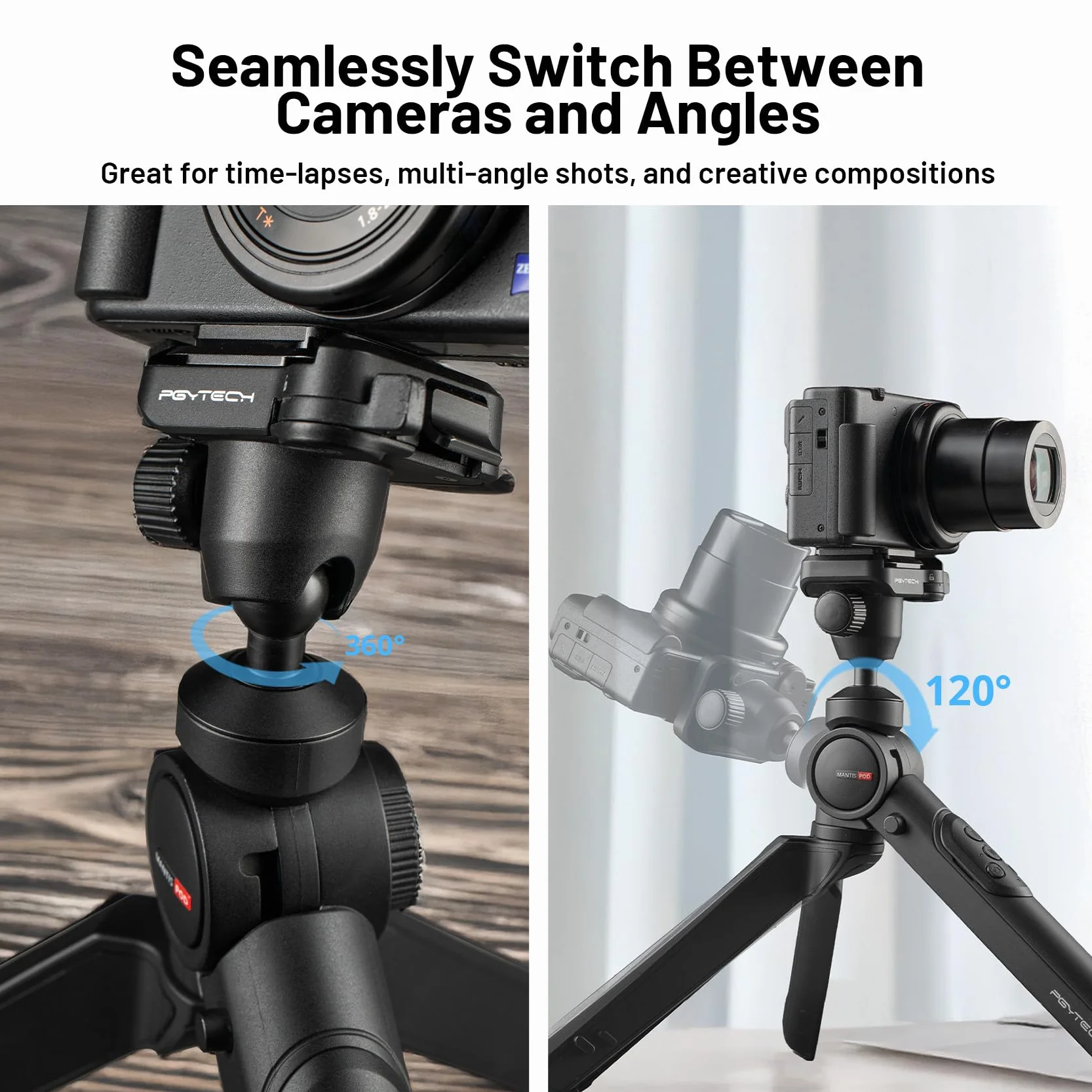 PGYTECH MANTISPOD 2.0 mini statyw do kamery vlogowania statyw mały statyw podróżny do Sony/Canon/Nikon/Fujifilm SLR DSLR Pocket Stand Video Vlog Desktop Shooting Selfie Mount