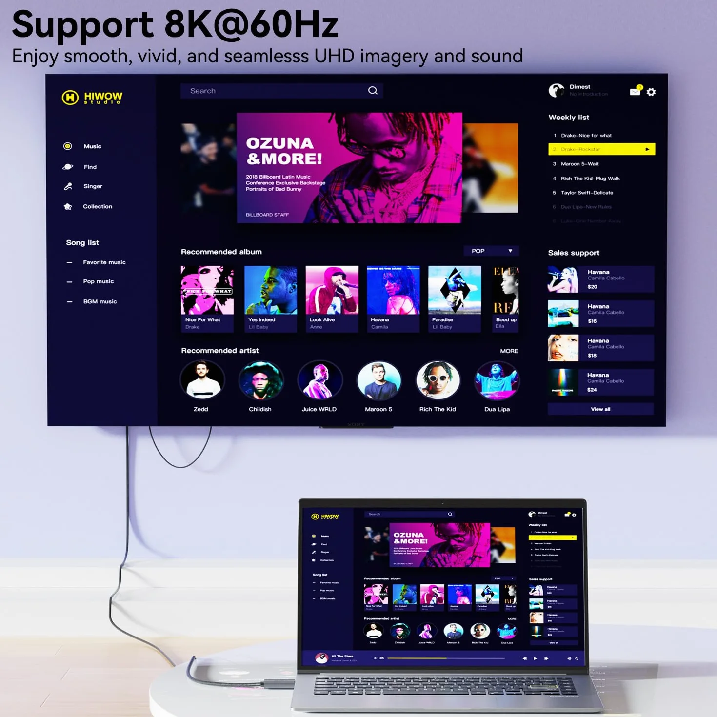 BENFEI Kabel DisplayPort 1.4 do HDMI 2.1 1.8 m 8K 60 Hz 4K 240 Hz HDR DSC HDCP 2.3