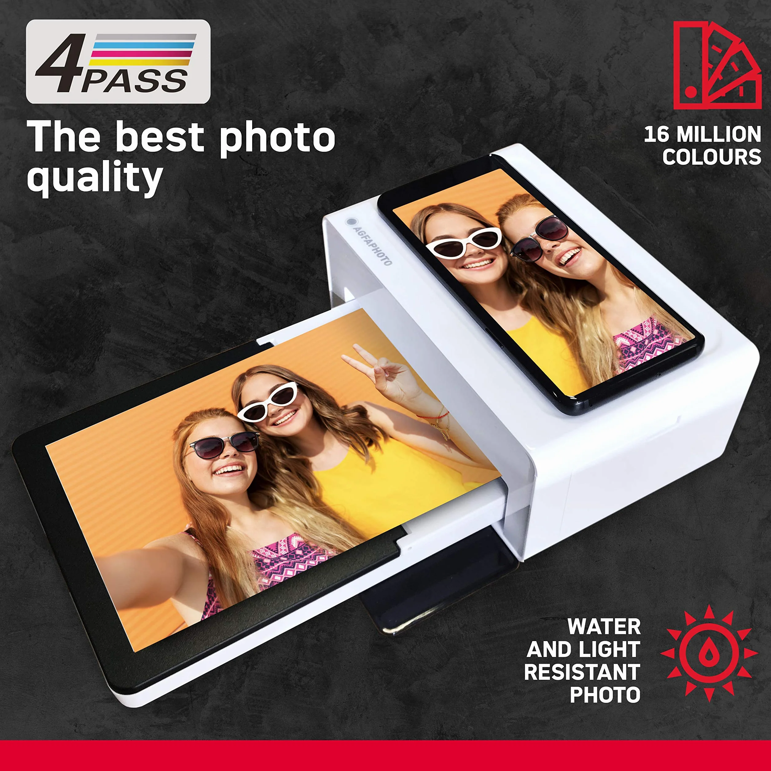 AgfaPhoto Realipix Moments AMO46 drukarka fotograficzna 10x15 cm Bluetooth 4Pass sublimacja termiczna Biała