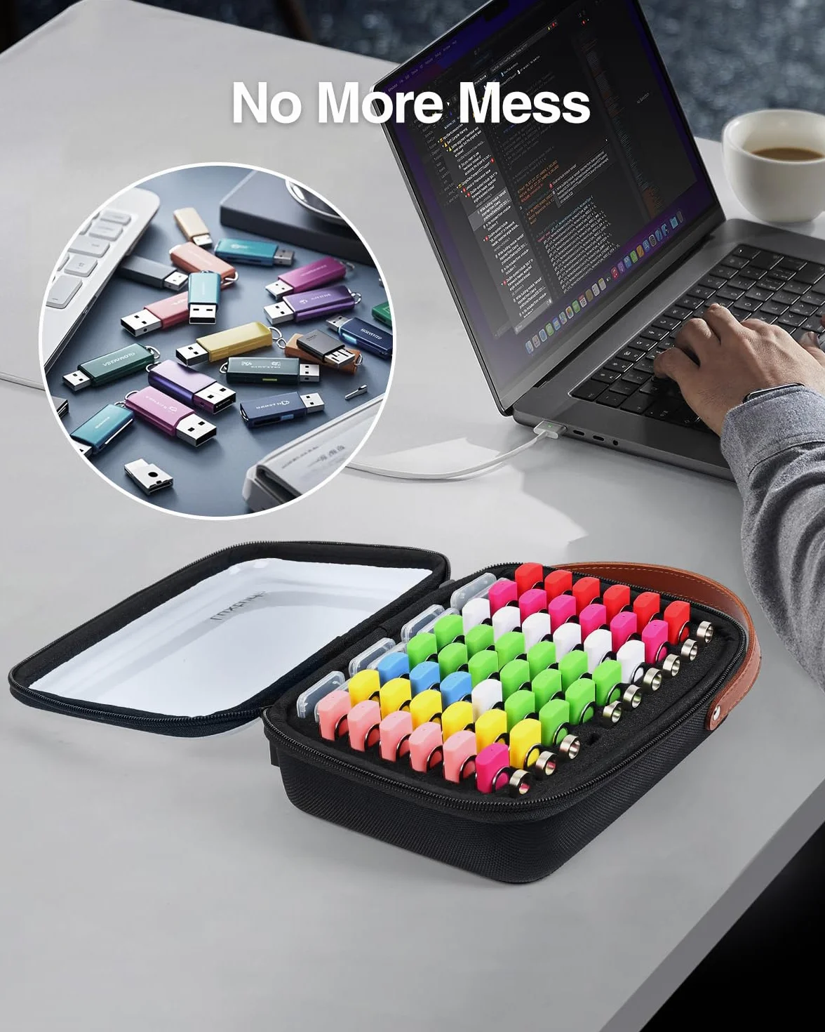 Luxtude Przezroczyste etui na pendrive USB twarde pudełko do przechowywania 58 dysków 8 kart SD