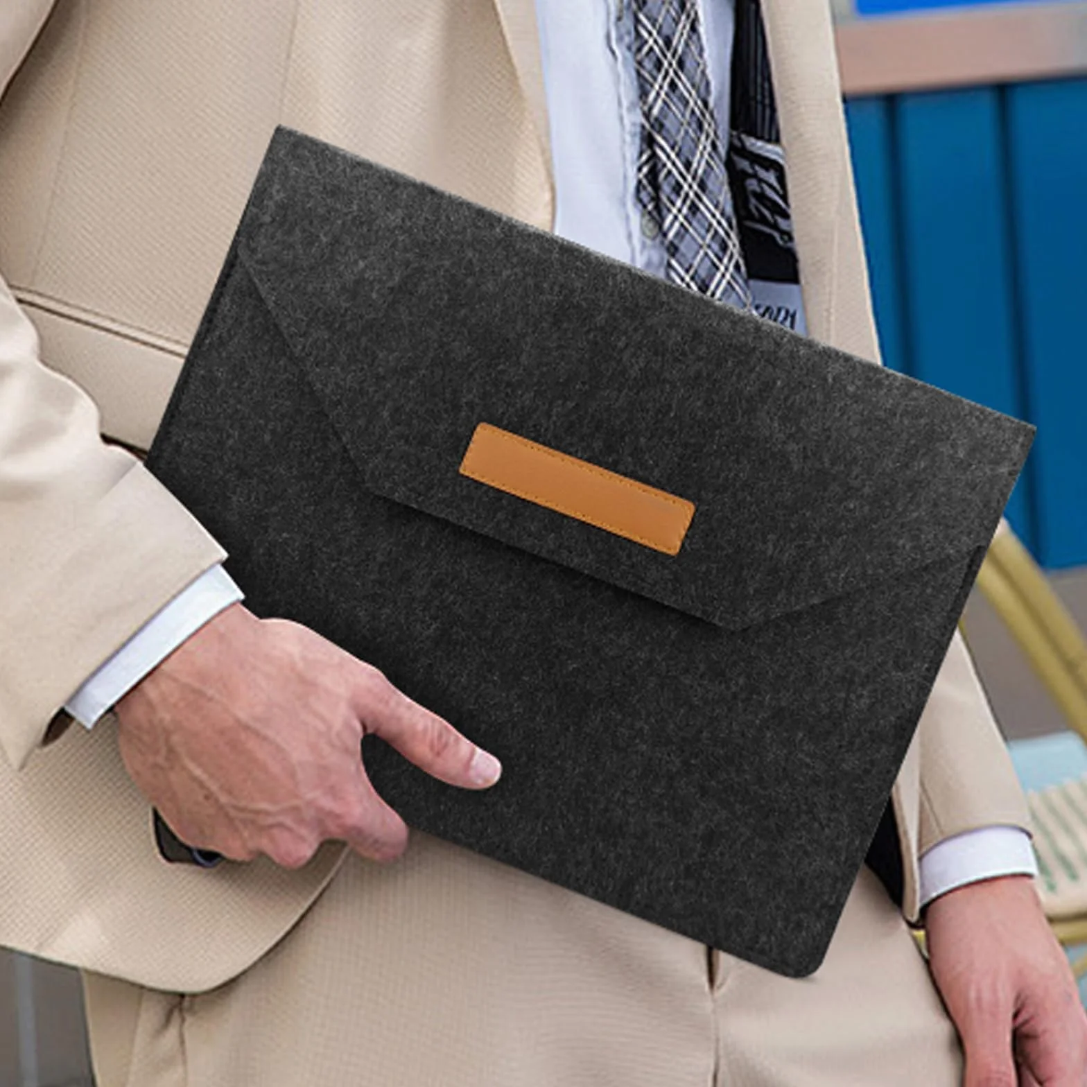 AfitLulu Filcowe etui na laptopa 13" ochronne na MacBook ultracienka torba na tablet czarne