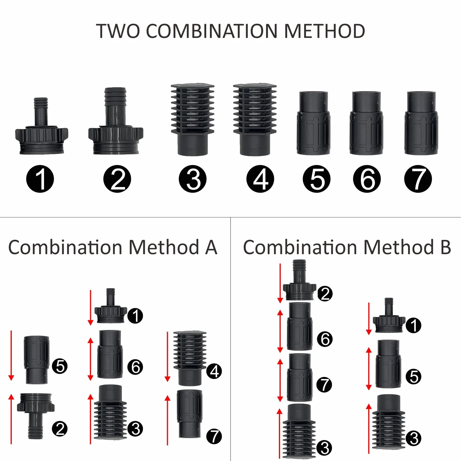 Toolazy Ebb & Flow Fitting Kit，Ebb and Flow Fitting Complete Kit Combo Set with 2 Extensions