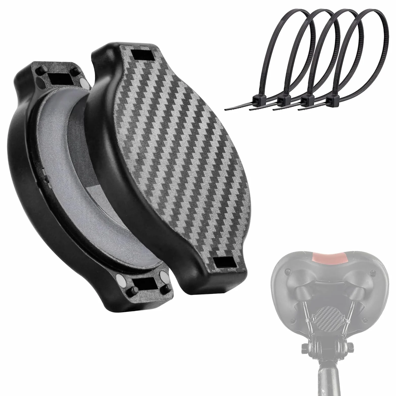 Airtag Uchwyt Rowerowy, Ukryty Pokrowiec Ochronny Airtag pod Siedzeniem, Wodoszczelny Uchwyt Antywibracyjny, Ukryty Uchwyt Rowerowy do AirTag z 4 Opaskami Kablowymi do Rrowerów