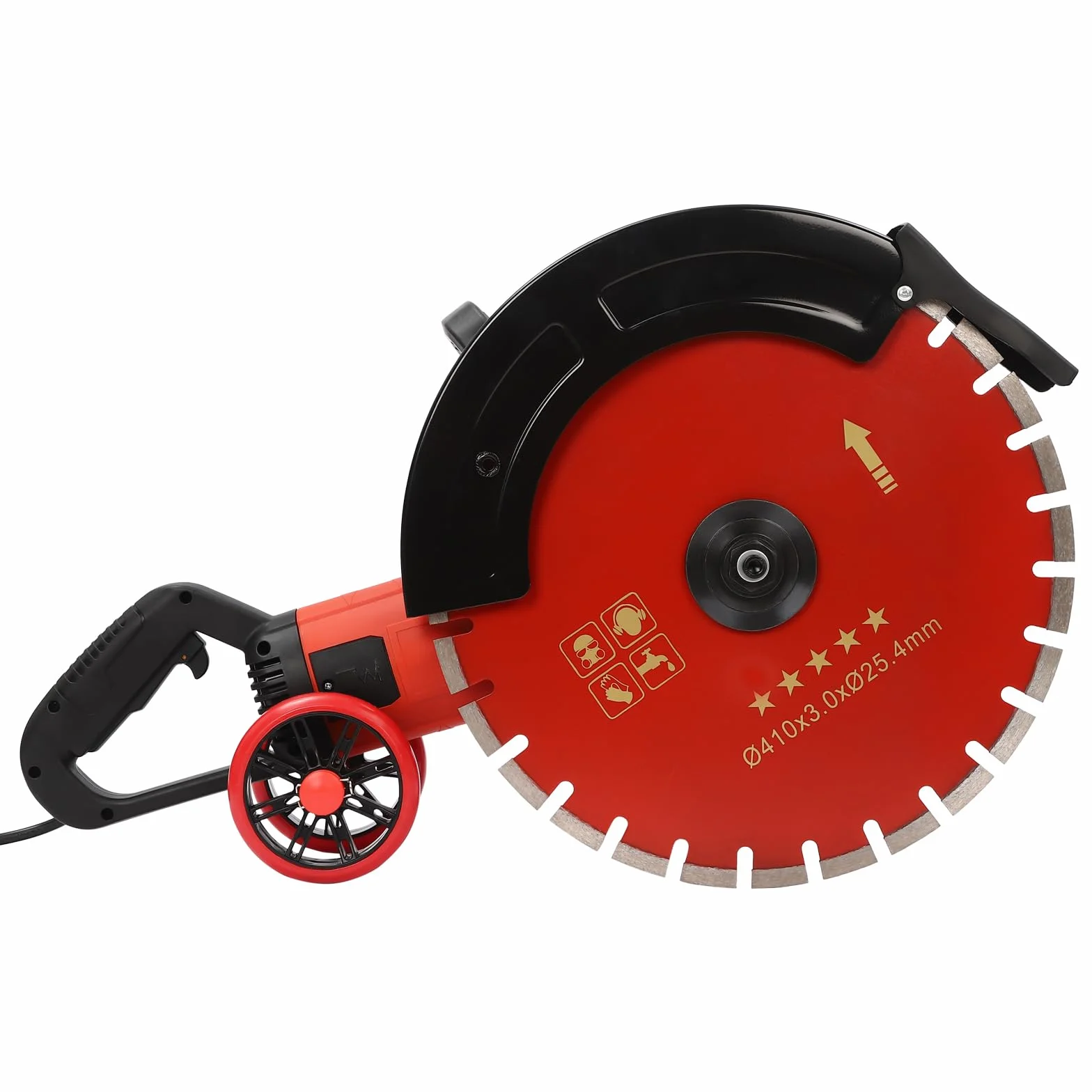 Przecinarka do betonu elektrycznego 4000 W, 220 V przecinarka do betonu na mokro/sucho, wyposażona w tarczę diamentową 410 mm, prędkość obrotowa 3000 obr./min, maszyna do cięcia gipsu, do cięcia