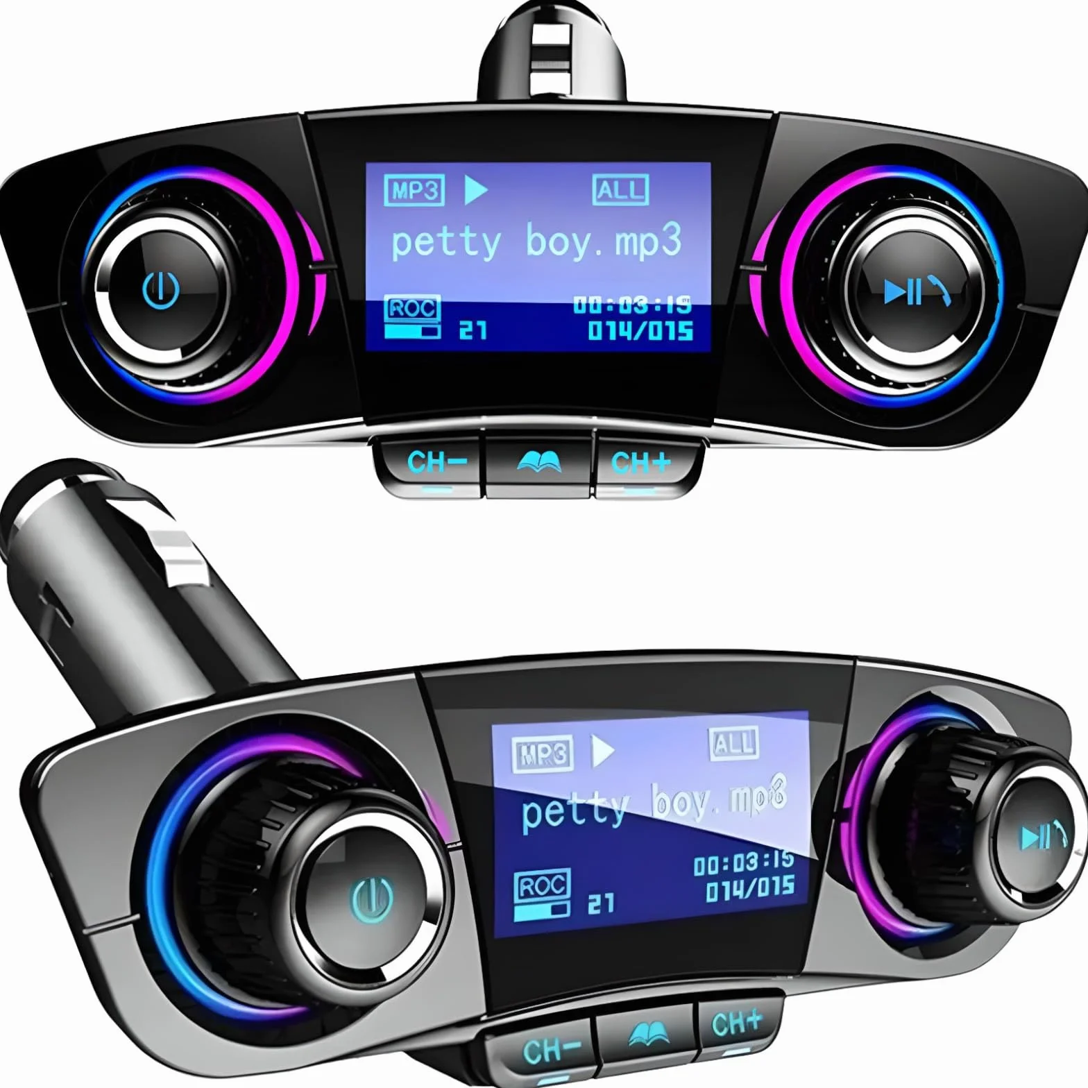 Zasilacz samochodowy Bluetooth FM nadajnik zestaw głośnomówiący ładowarka 2 porty USB QC3.1A