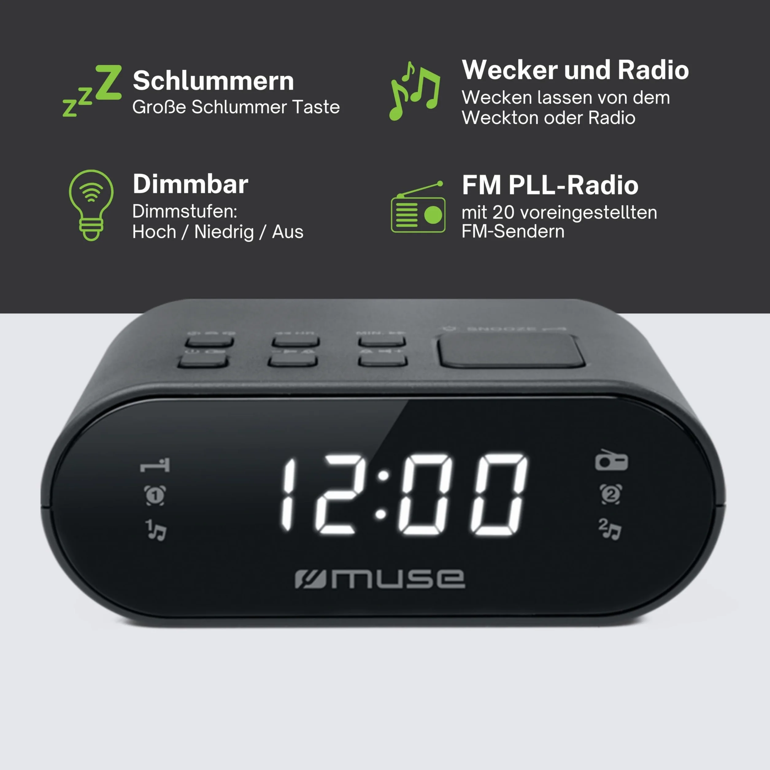 Radiobudzik MUSE M-10 CR Czarny