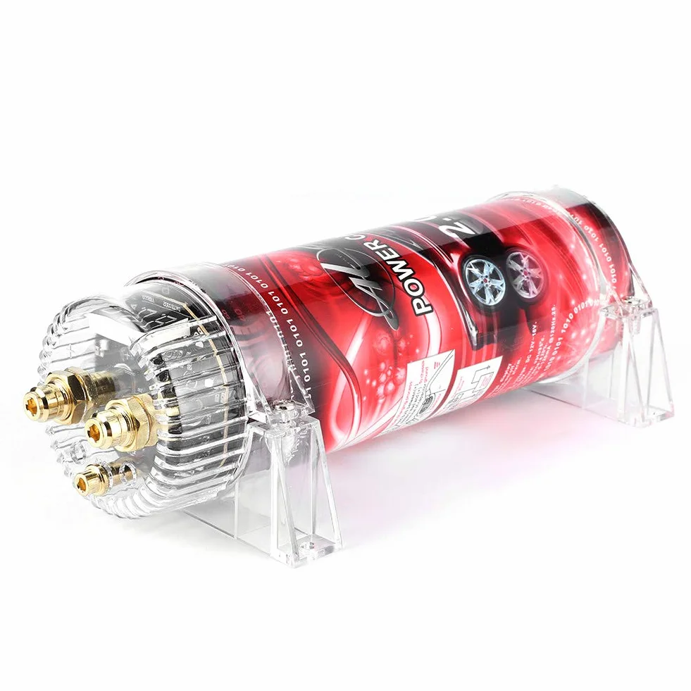 Car Audio kondensator odpowiedni do systemów do 2000 W, 2 stop aluminium + ABS Car Audio elektryczny kondensator mocy, wzmacniacz Vol Regulator
