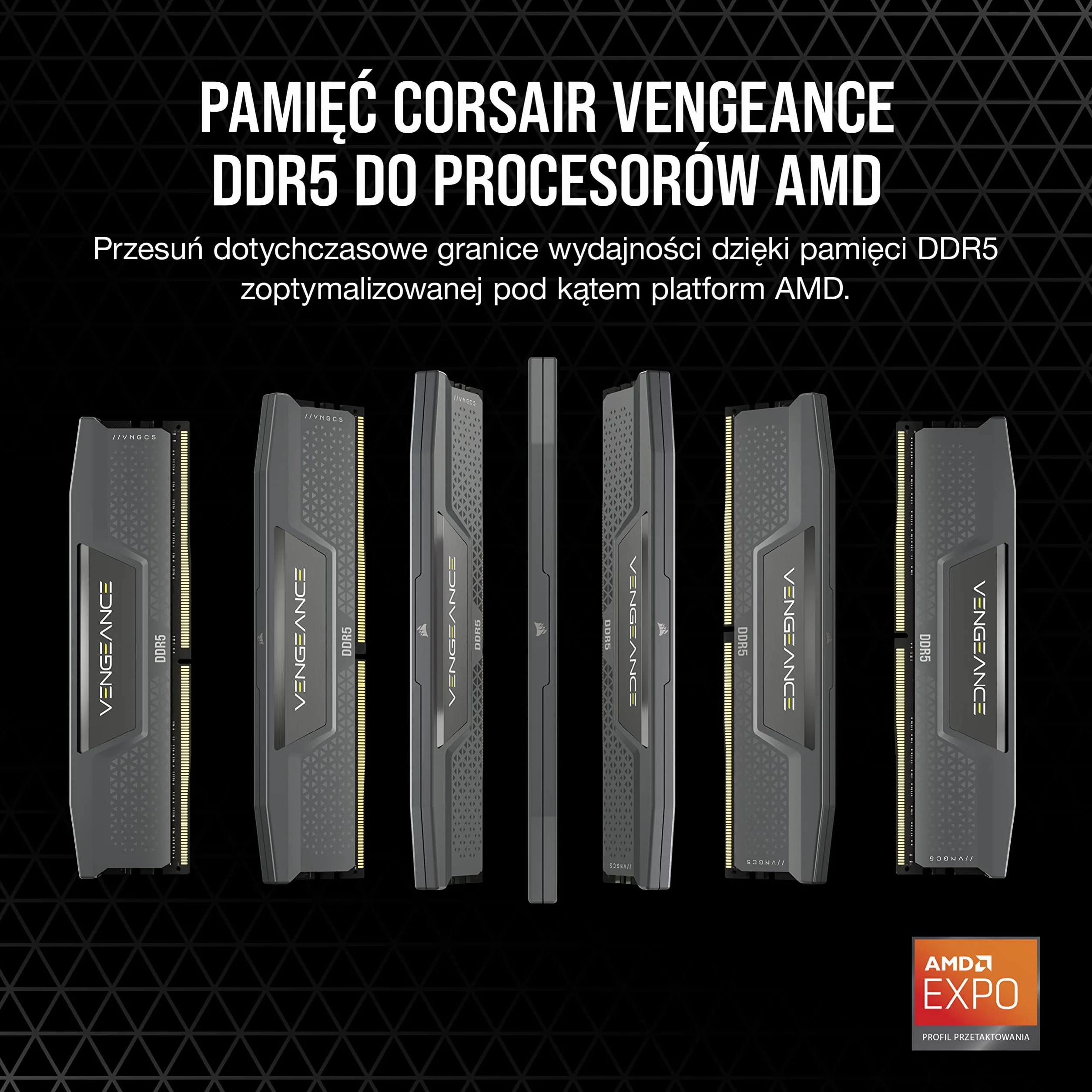 CORSAIR VENGEANCE DDR5 32GB (2x16GB) 6000MHz CL36 AMD EXPO Intel XMP iCUE Pamięć Komputerowa Szara