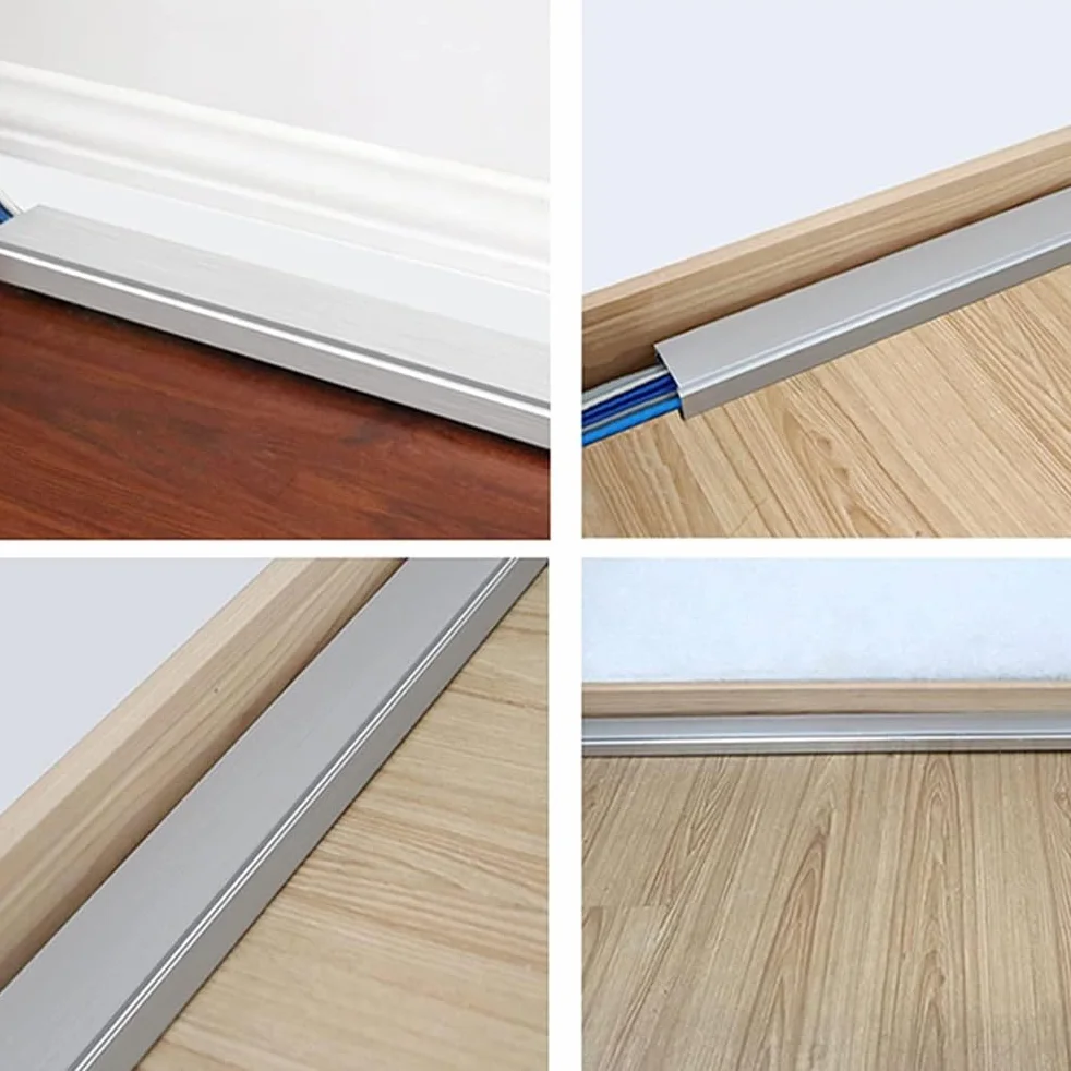 Metalowe kanały kablowe, Listwa kablowa ze stopu aluminium, 1 metr, opakowanie 2 srebrnych rozmiarów(40x20x1.0mm)