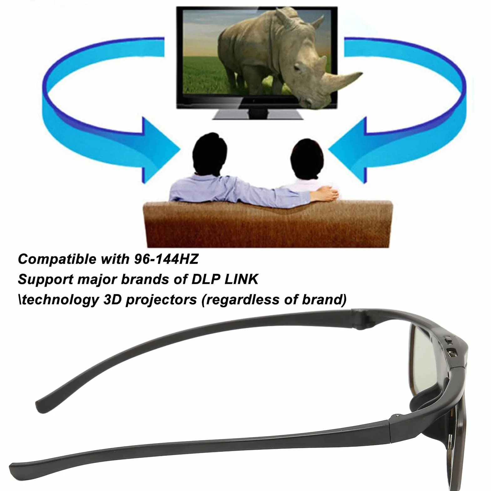 Okulary 3D DLP Aktywna Migawka 144 Hz WX60 do Projektorów DLP Link XGIMI BenQ