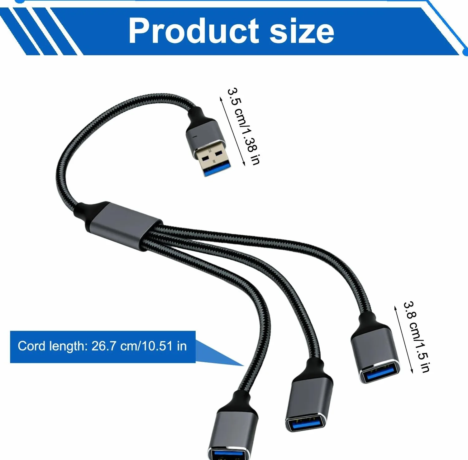 HENGBIRD Rozdzielacz USB 1 do 3, rozdzielacz z OTG do laptopa, samochodu, PC, rozdzielacza USB C, 3-portowy adapter do transmisji danych i ładowania, kompatybilny z Mac iPhone Android