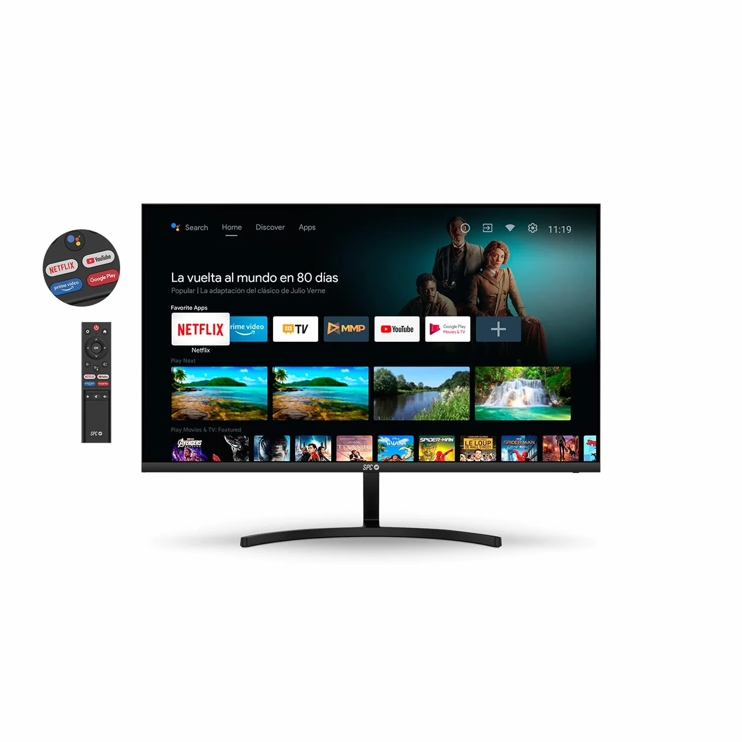 Monitor SPC 24" Full HD Android TV wbudowane głośniki pilot zdalnego sterowania
