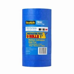 3M Scotch-Blue 2090 papier krepowy o bezpiecznym uwalnianiu, wielopowierzchniowa taśma maskująca dla malarzy, wytrzymałość na rozciąganie, 60 jardów długości x 2,5 cm szerokości, niebieski (9 szt.)