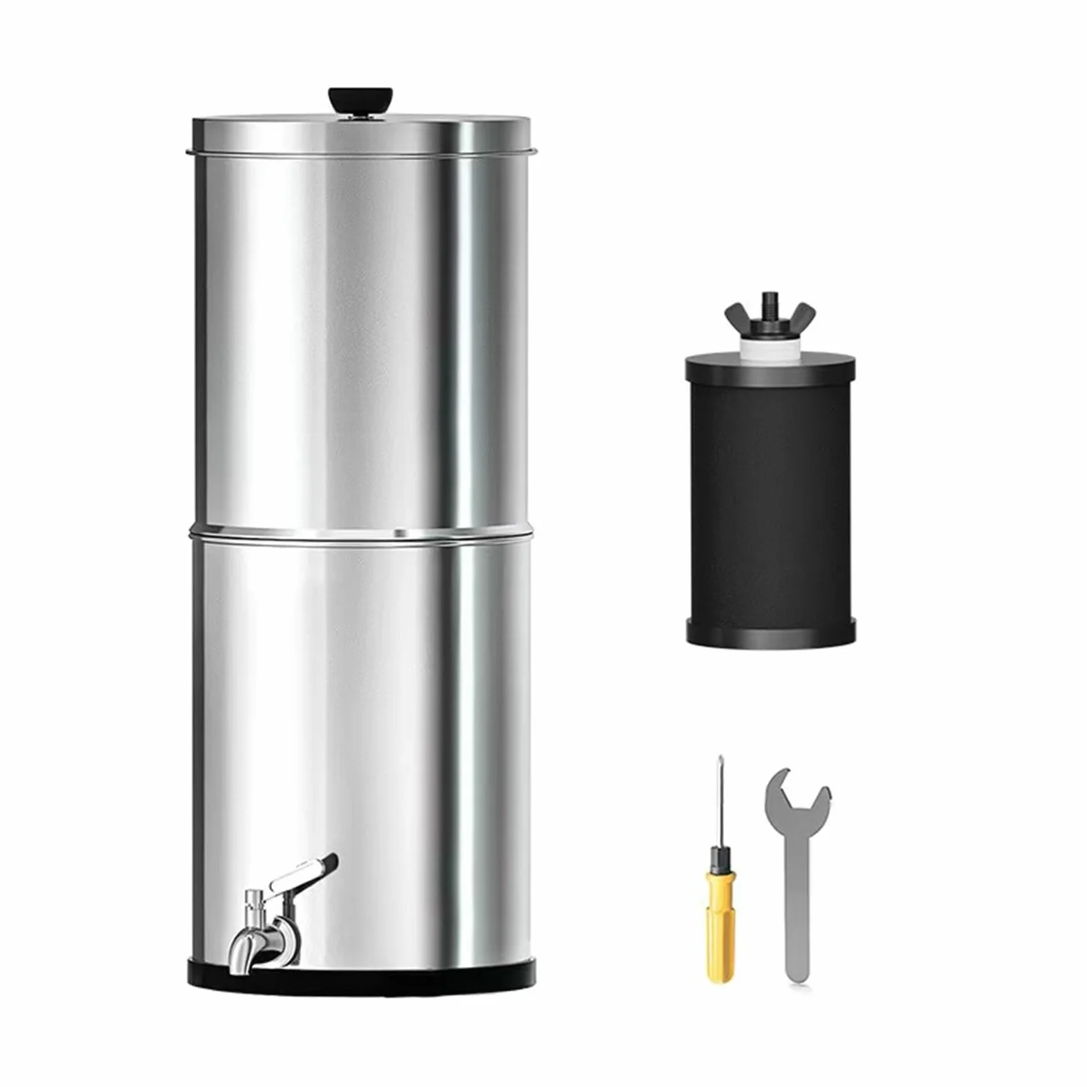 System Filtracji Wody Grawitacyjnej, System Filtracji Wody o Pojemności 1 Galona z Kranem, Filtry, System Blatów ze Stali Nierdzewnej do Domowego Kempingu RV (K8779 Bez wspornika)