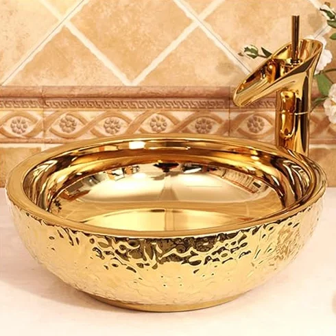 Ceramiczna umywalka nablatowa, okrągła umywalka nablatowa do eleganckiej dekoracji hotelu i domu