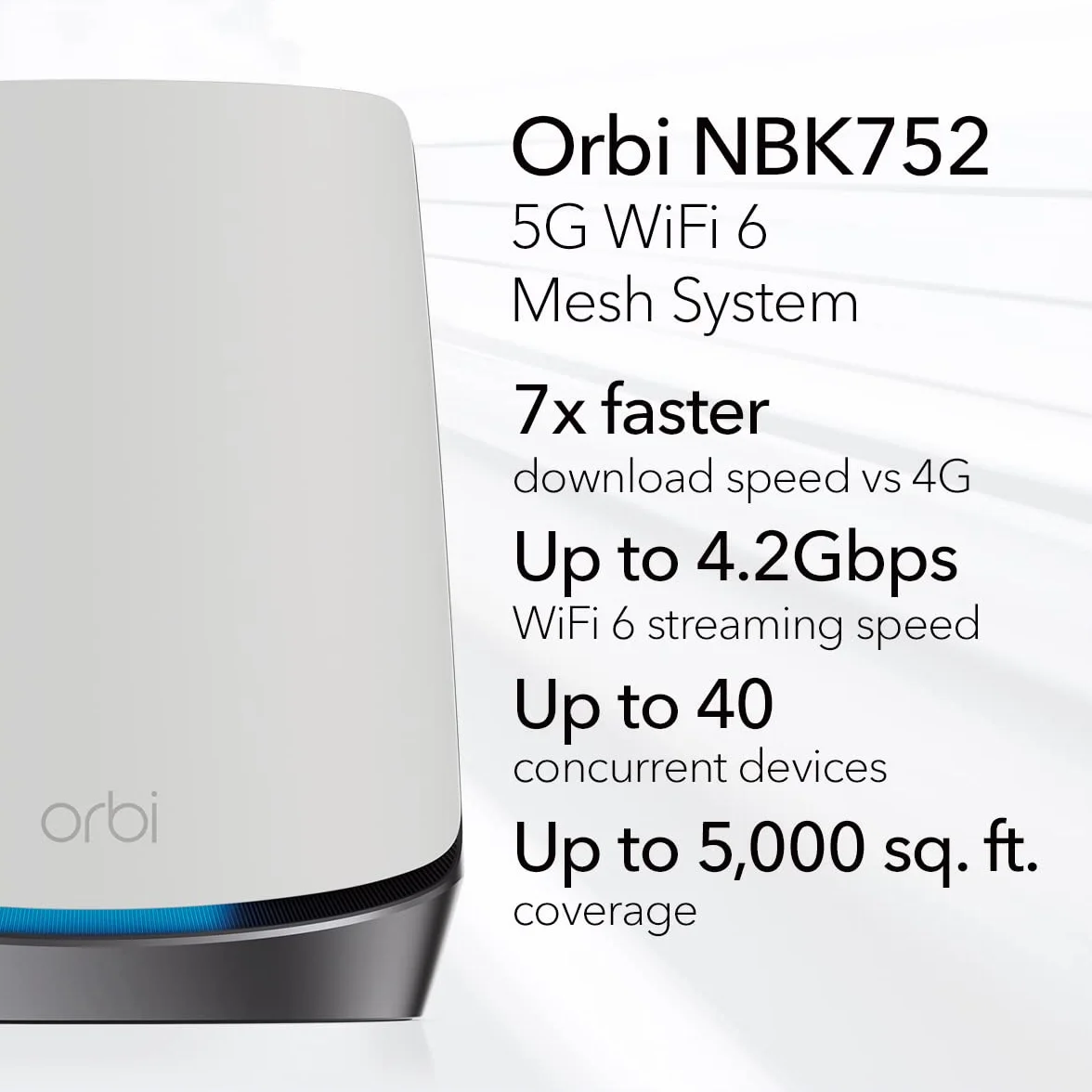 NETGEAR Orbi NBK752 5G LTE Wifi 6 WLAN Mesh (sieć bezprzewodowa 5G o zasięgu do 350 m² i trójzakresowy AX4200, router WLAN z modemem 5G i satelitą mesh, odblokowany dla każdej karty SIM)