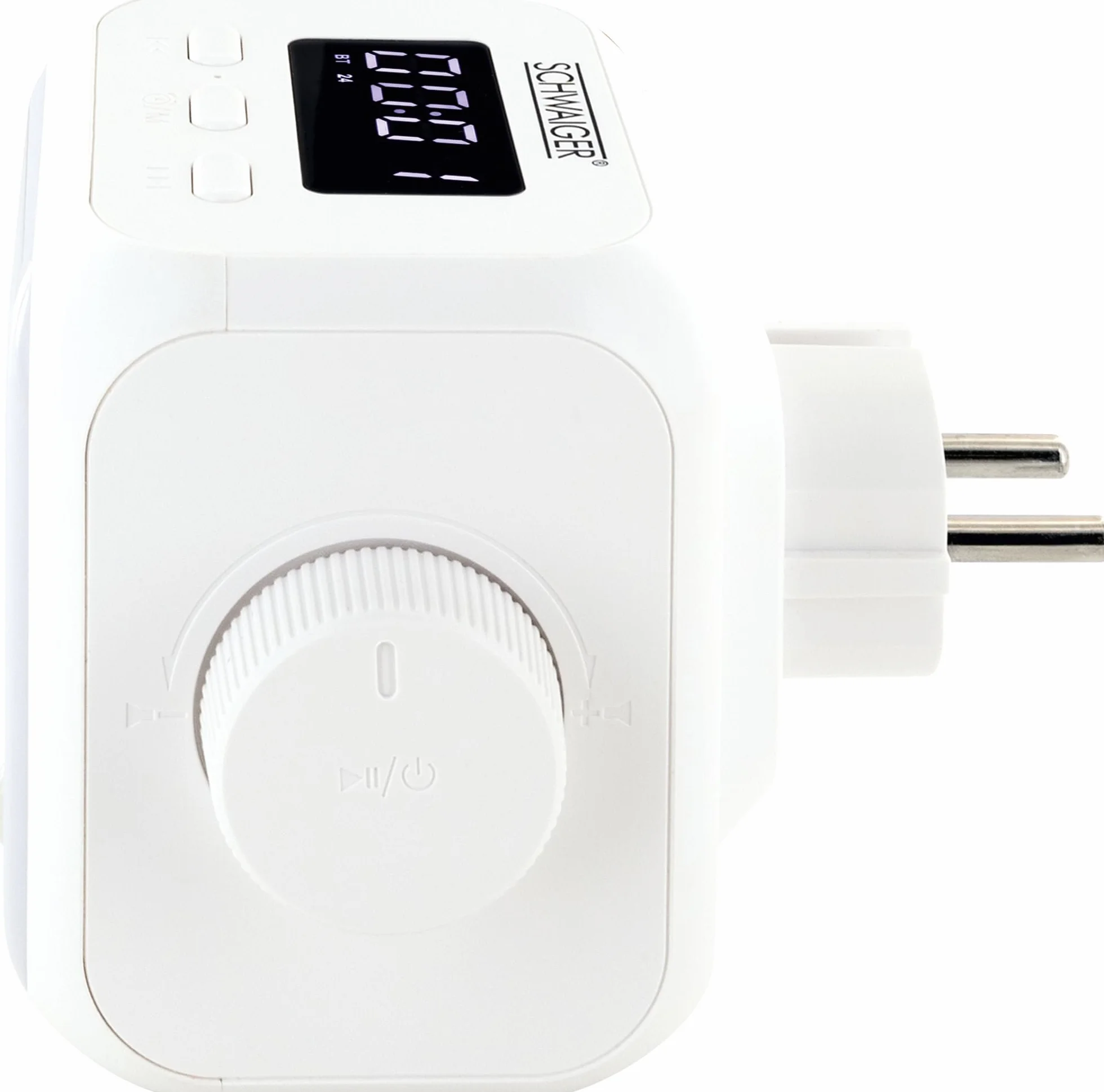 SCHWAIGER Socket Radio Budzik FM Bluetooth Czujnik ruchu Lampka nocna Wyświetlacz Mini Łazienka Kuchnia Sypialnia