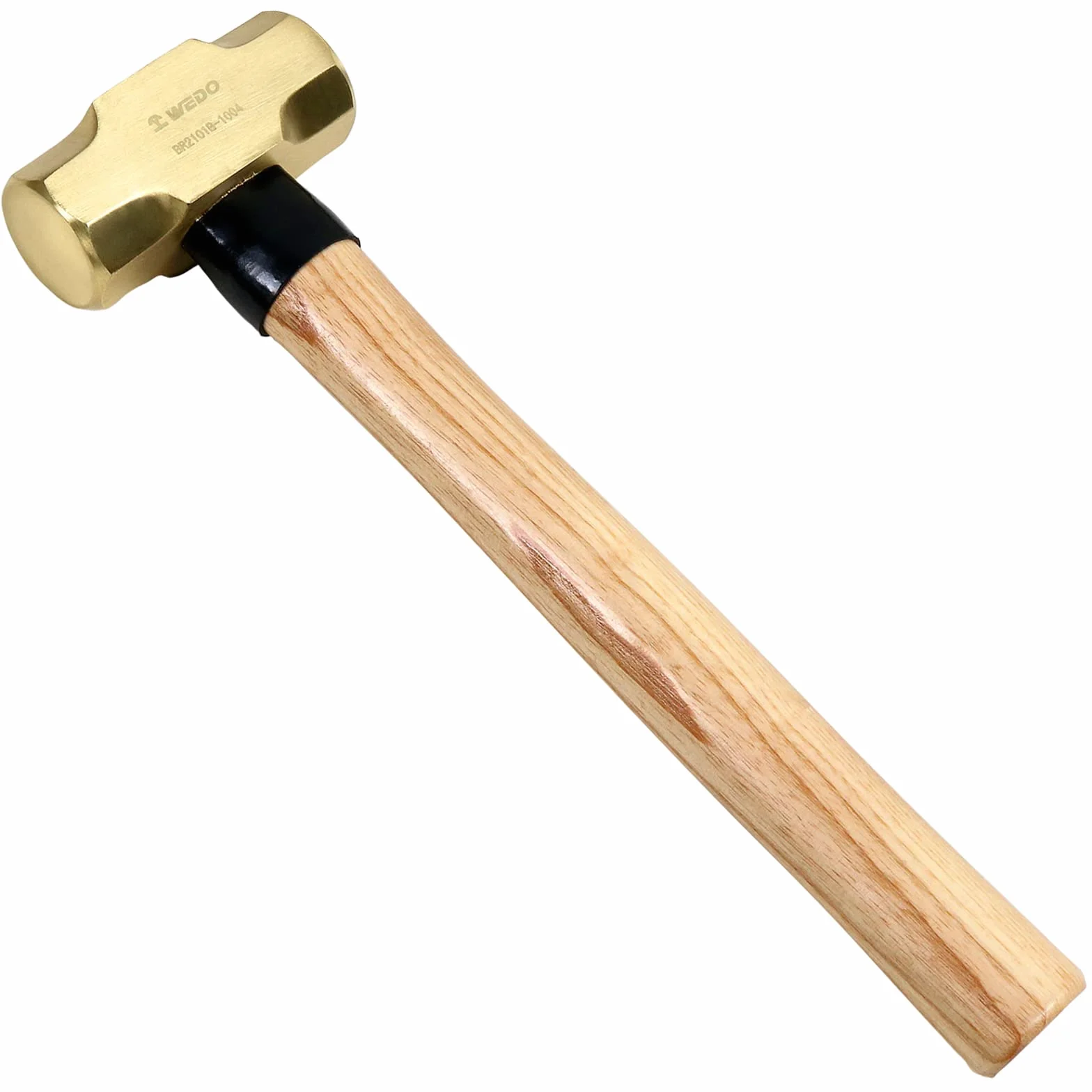 WEDO Mosiężny młot kowalski z drewnianym uchwytem, niemagnetyczny, kuty matrycowo, odporny na korozję, standard DIN, 1350 g, 360 mm