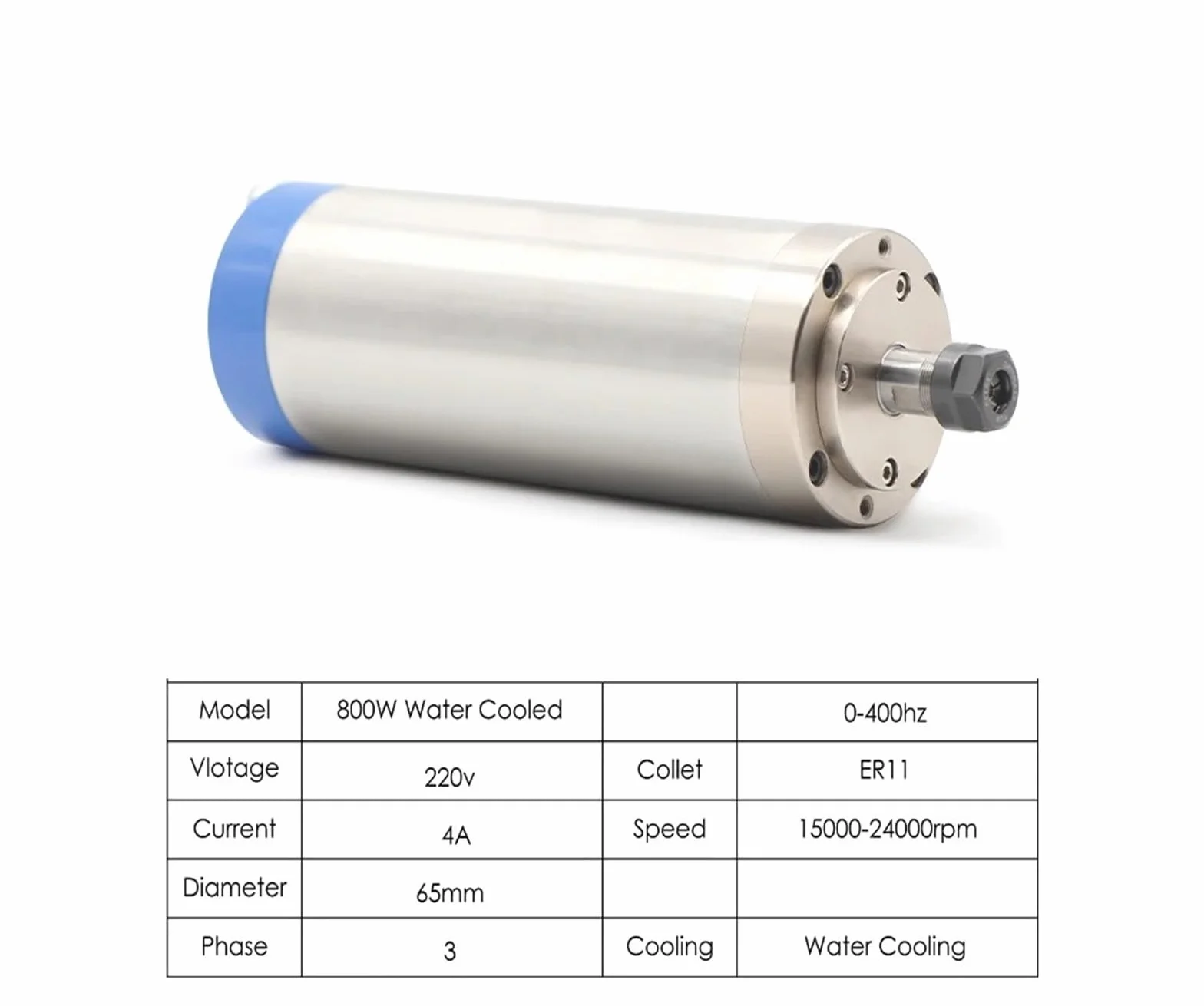 Chłodzony wodą silnik wrzeciona 220 V 800 W ER11 400 Hz 4 łożyska CNC