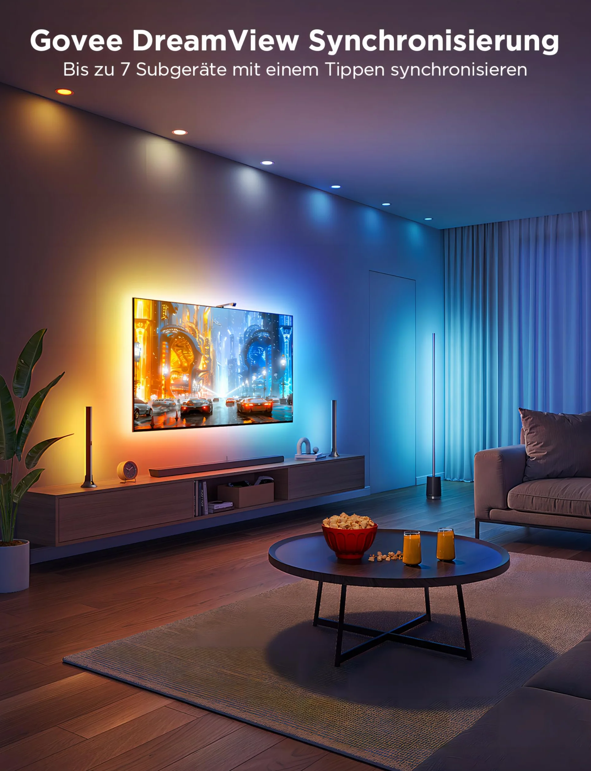 Govee Oświetlenie Led TV, zestaw podświetlający 3 Lite do telewizora od 55 do 65 cali, taśma świetlna LED RGBICW Wi-Fi TV 3,6 m z kamerą i inteligentnymi listwami świetlnymi 38 cm z podwójnymi diodami | Taśma RGBIC 3,6 m z kamerą, 15 cali Smart Lightbar,