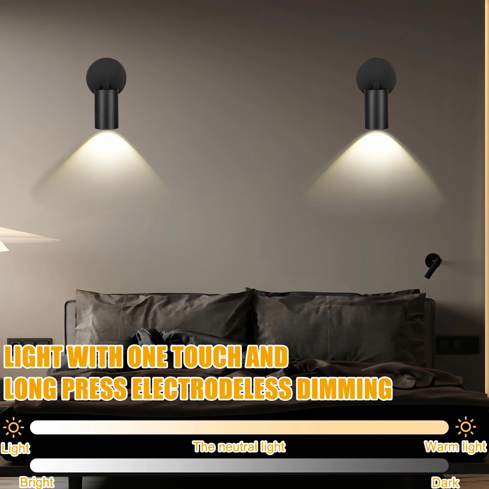 Reflektor punktowy LED, akumulator z pilotem zdalnego sterowania, lampa ścienna ładowana przez USB, 3 temperatury barwowe, możliwość ściemniania, bezprzewodowa lampa do obrazów LED z funkcją timera,