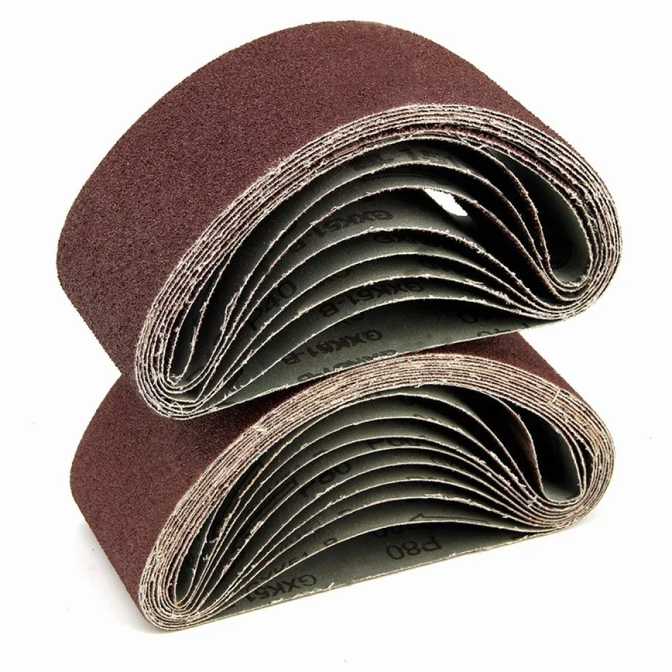 Zestaw taśm szlifierskich， 20 sztuk pasów ściernych 75 mm x 457 mm, tlenek glinu, taśma ścierna do szlifierki taśmowej, czerwonobrązowy