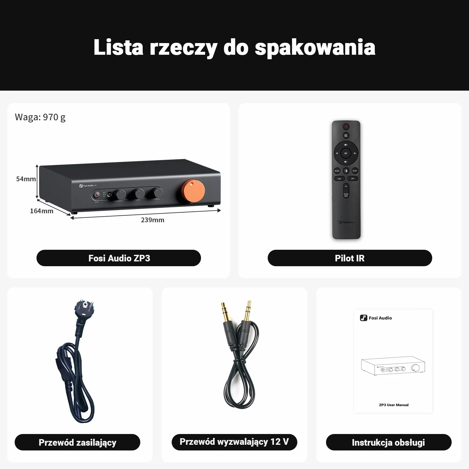 Fosi Audio ZP3 Zbalansowany Przedwzmacniacz, 2 Wejścia RCA i 1 XLR, Wyjścia RCA/XLR i Subwoofera, Filtr Górnoprzepustowy HPF