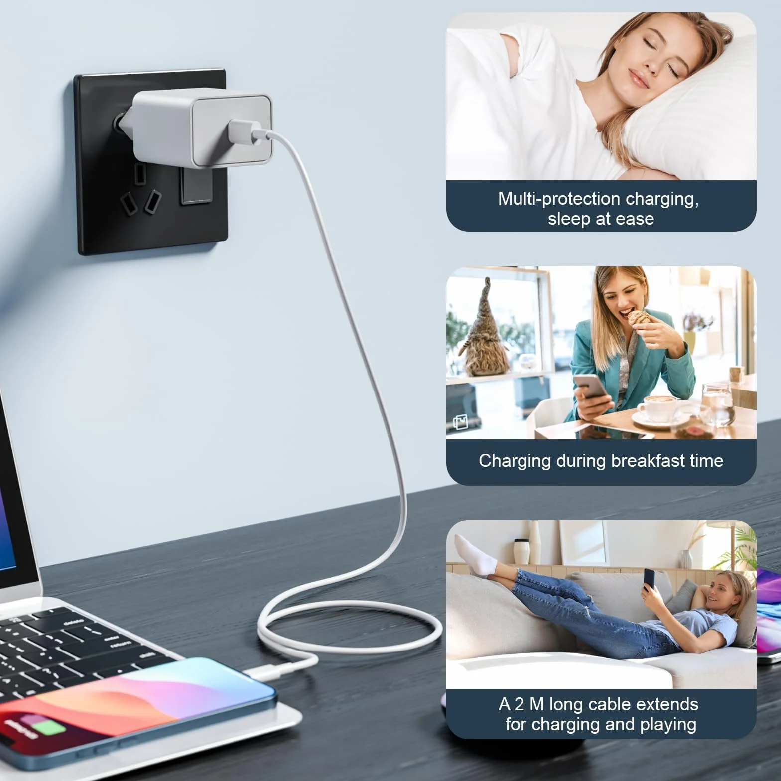 Szybka Ładowarka 20 W USB C z Kablem do iPhone 16/15/15 Pro/15 Pro Max/16 Plus, iPad Pro, iPad Air, iPad Mini