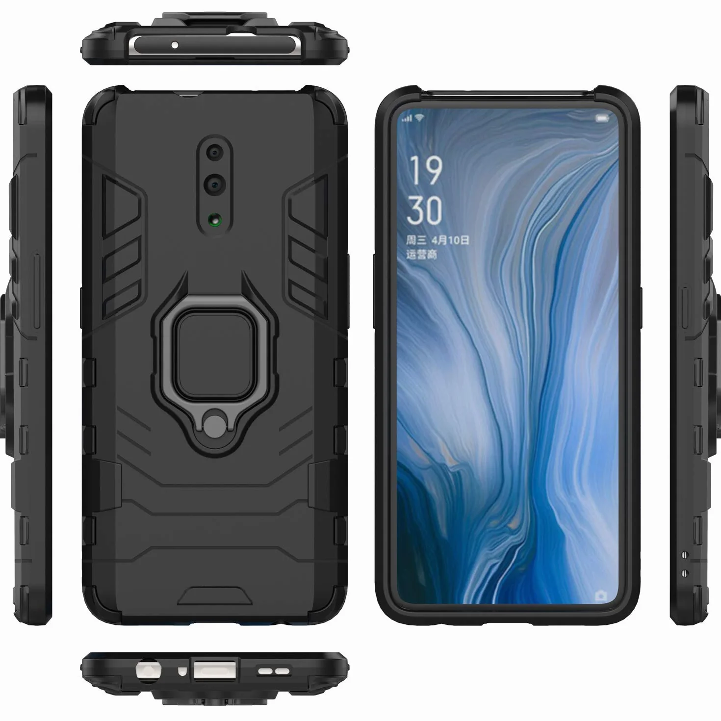 Etui Ochronne Kompatybilne z OPPO Reno Magnetyczny Uchwyt 360 Obrót Czarny