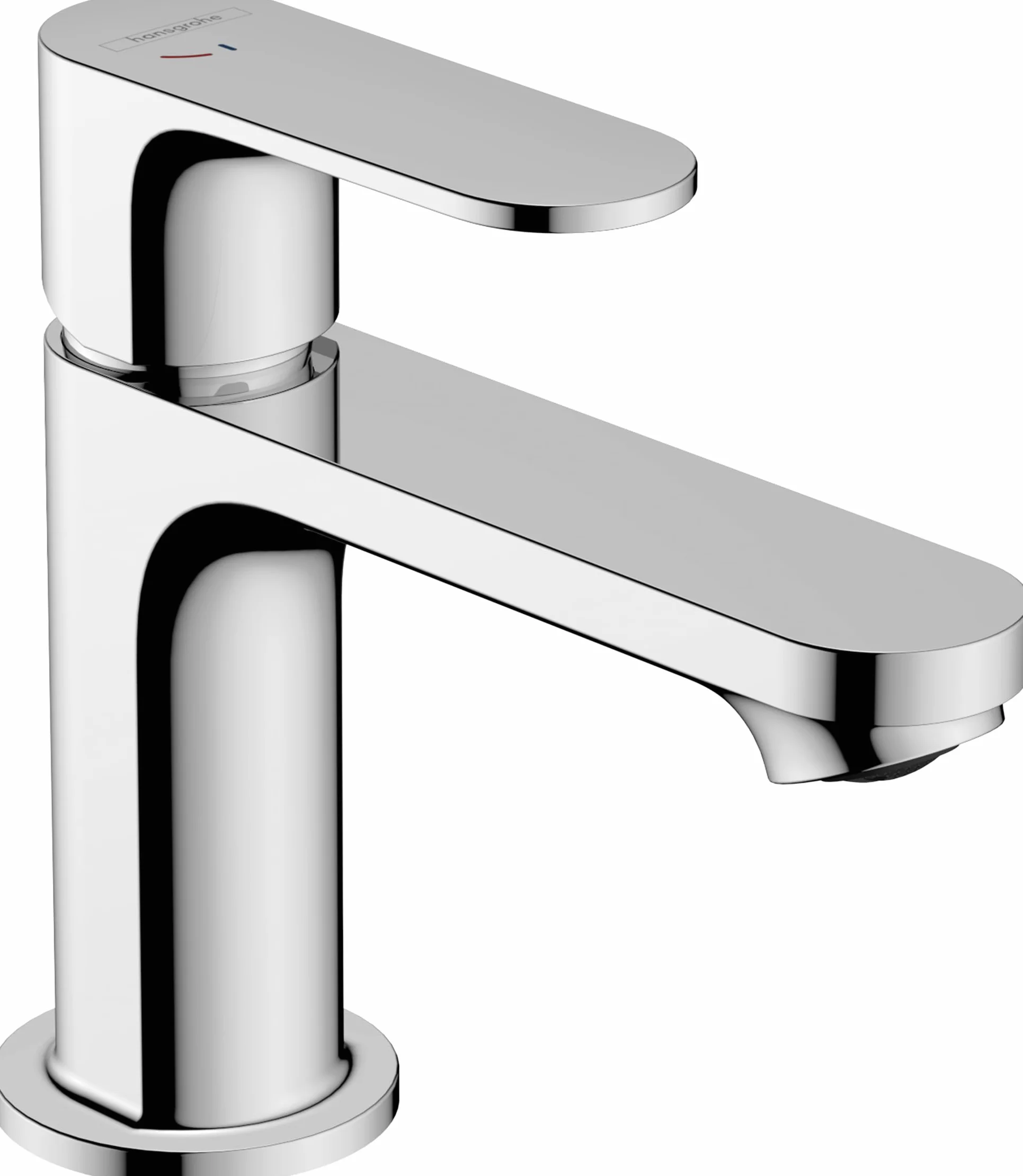 hansgrohe Rebris S - jednouchwytowa bateria umywalkowa z metalowym zestawem odpływowym z cięgłem, kran łazienkowy z wylewką 84 mm, oszczędność wody (EcoSmart) i energii (CoolStart), chrom, 72584000
