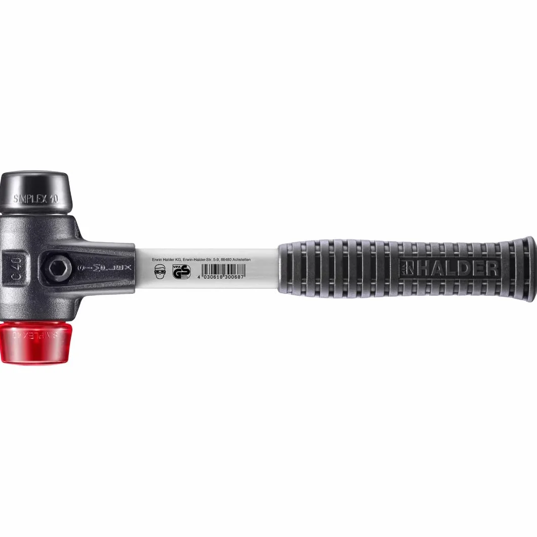 Halder 3726040 guma/plastik młot z miękkiej twarzy ze wzmocnioną obudową ze stali odlewanej, wielokolorowy, 40 mm