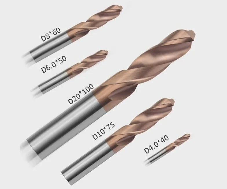 1/5/10 szt. Bit powlekany 58 stopni ze stali wolframowej D6.0 ~ D7.9 50 60L wiertła kręte z węglików spiekanych do wiercenia metali CNC frez palcowy(5PCS,D7.2x60)