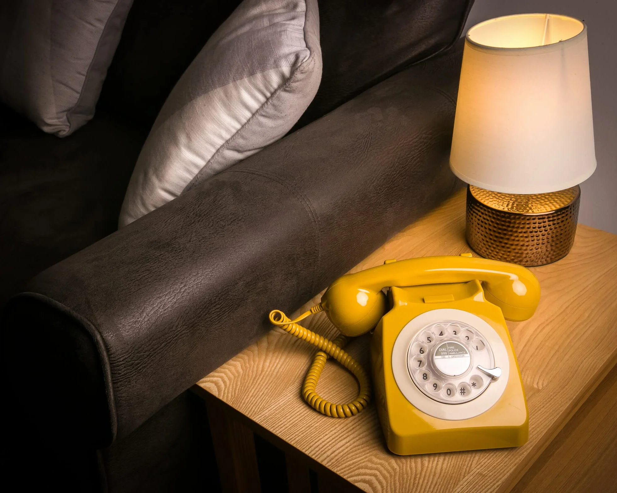 GPO Retro 746YEL Telefon stacjonarny z obrotową tarczą musztarda