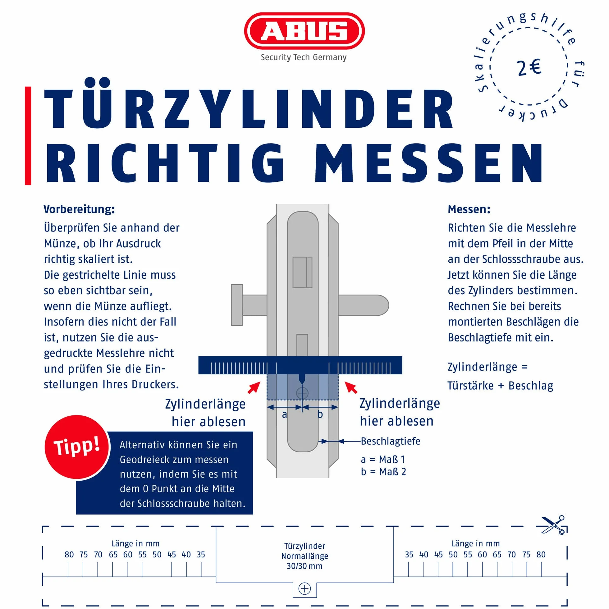 ABUS 12127 Wkładka Bębnowa, Srebrny, 30/30