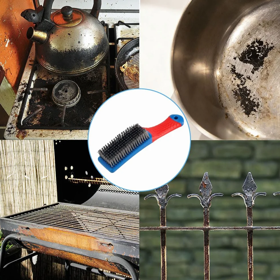 LightBeacon 2 szt. Szczotka druciana ze stali nierdzewnej, szczotki druciane ze stali nierdzewnej z plastikowym uchwytem, metalowa szczotka do czyszczenia, do brudu ze stali nierdzewnej, rdza