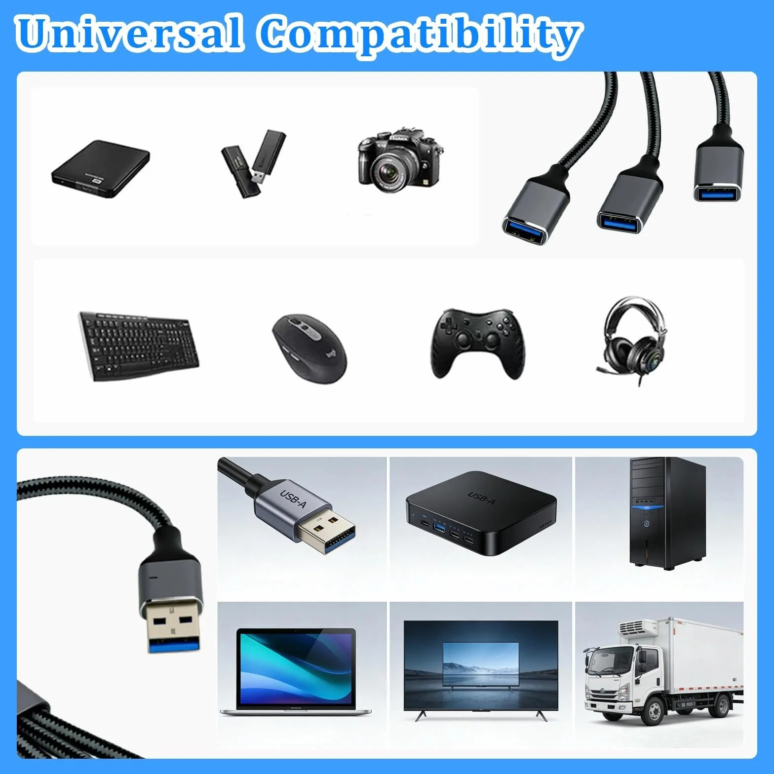 HENGBIRD Rozdzielacz USB 1 do 3, rozdzielacz z OTG do laptopa, samochodu, PC, rozdzielacza USB C, 3-portowy adapter do transmisji danych i ładowania, kompatybilny z Mac iPhone Android